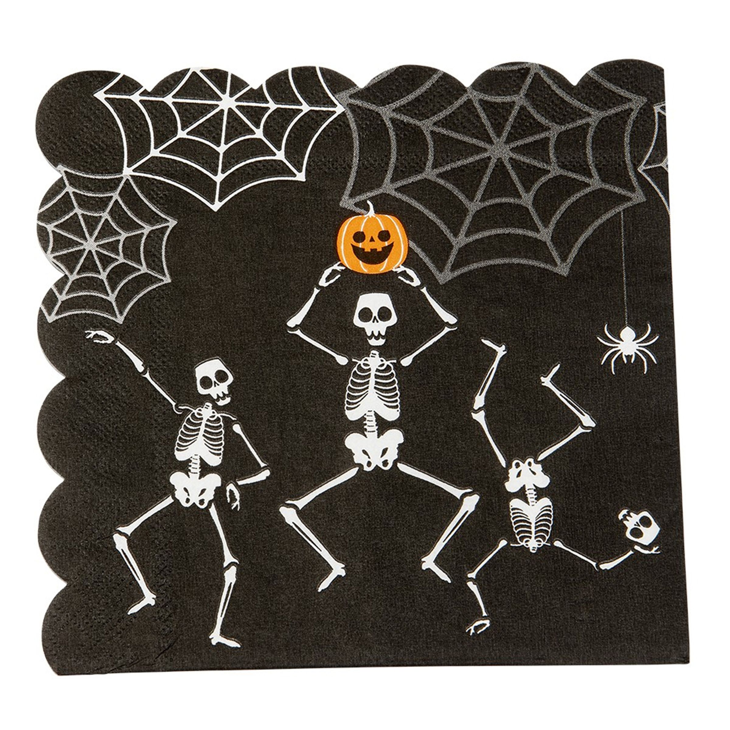 Servetter Halloween Skelett - 16-pack | Hem - Teman - Färger - Svart | Maskeradspecialisten