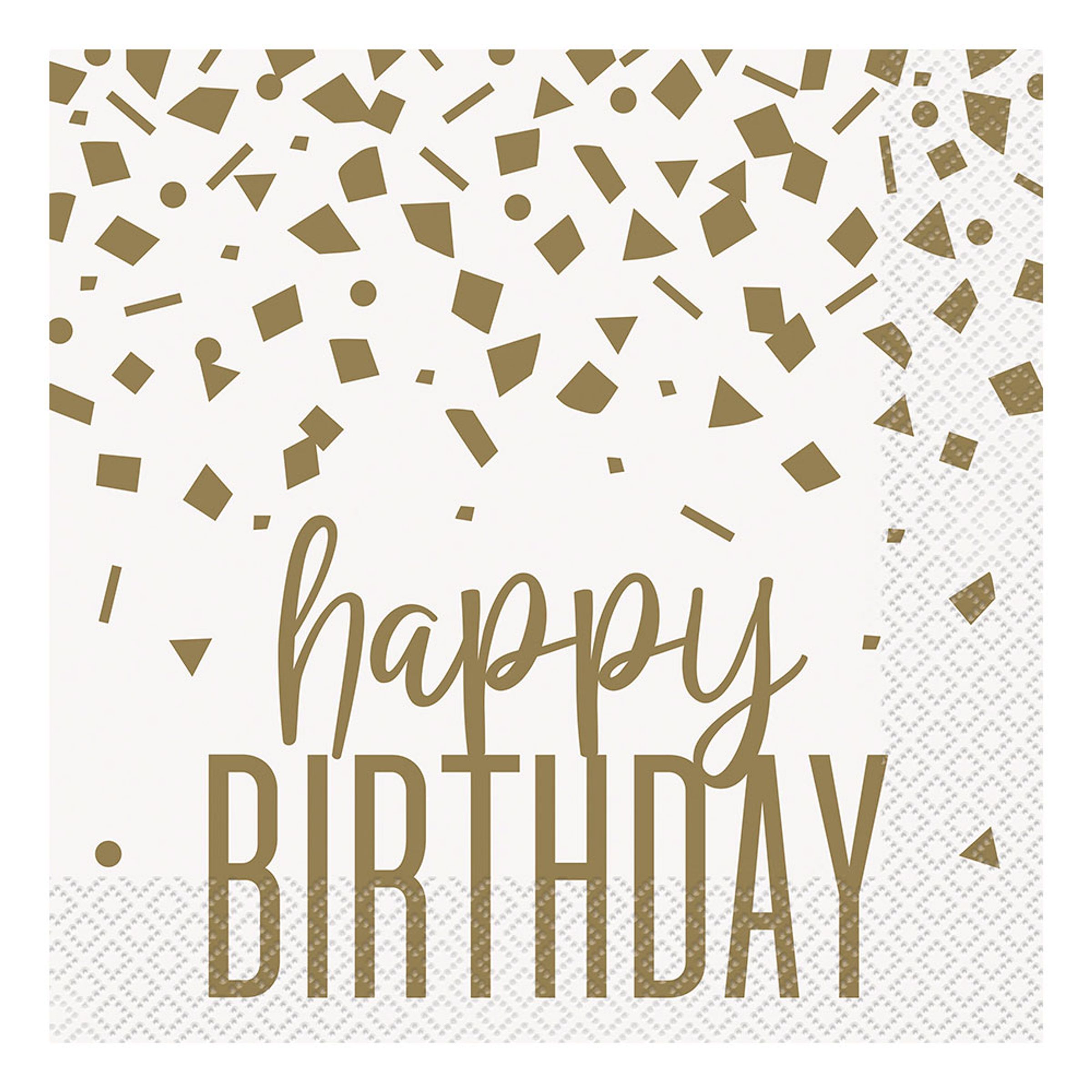 Servietter Happy Birthday Guld - 16-stk