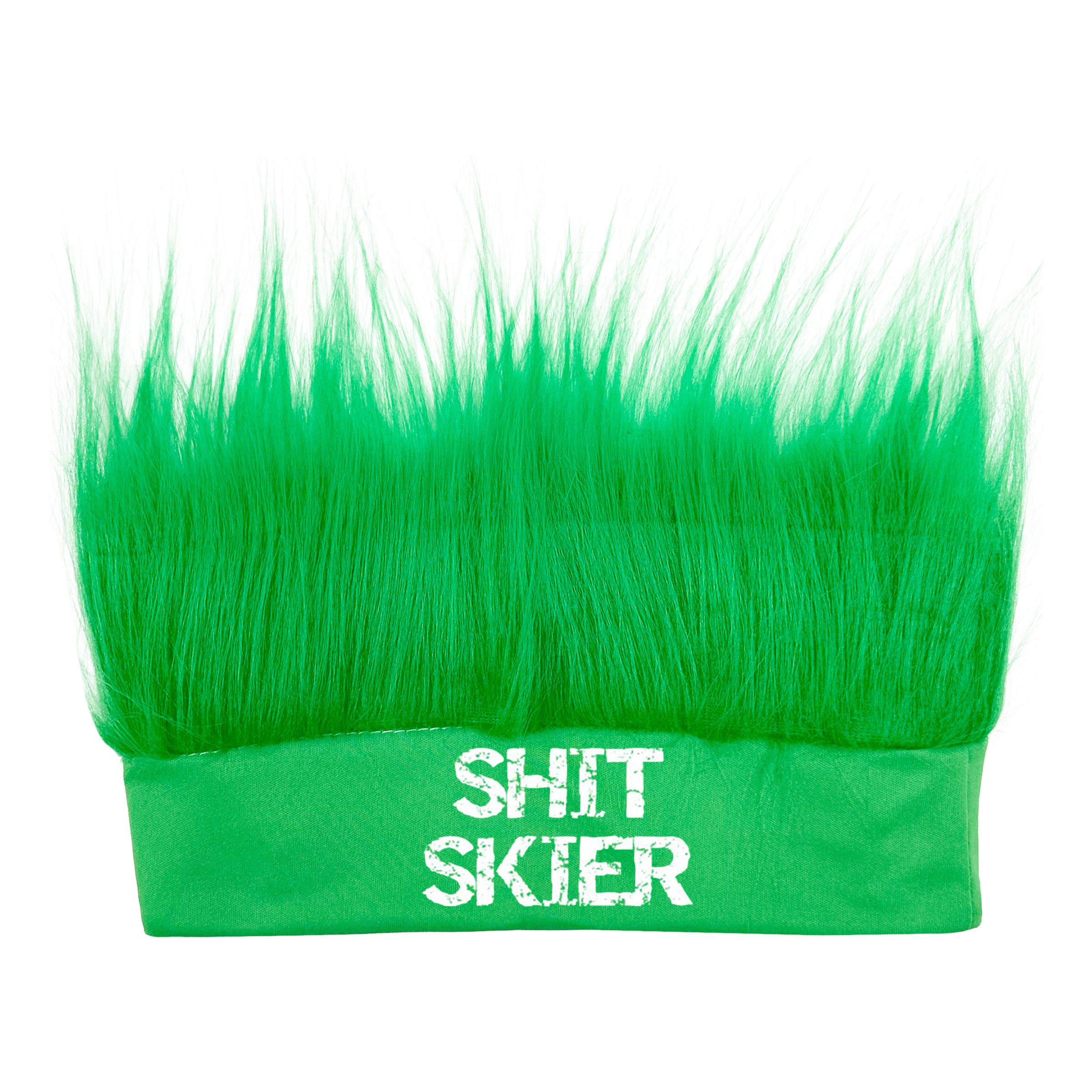 Shit Skier Pandebånd med Hår Neongrøn - One size