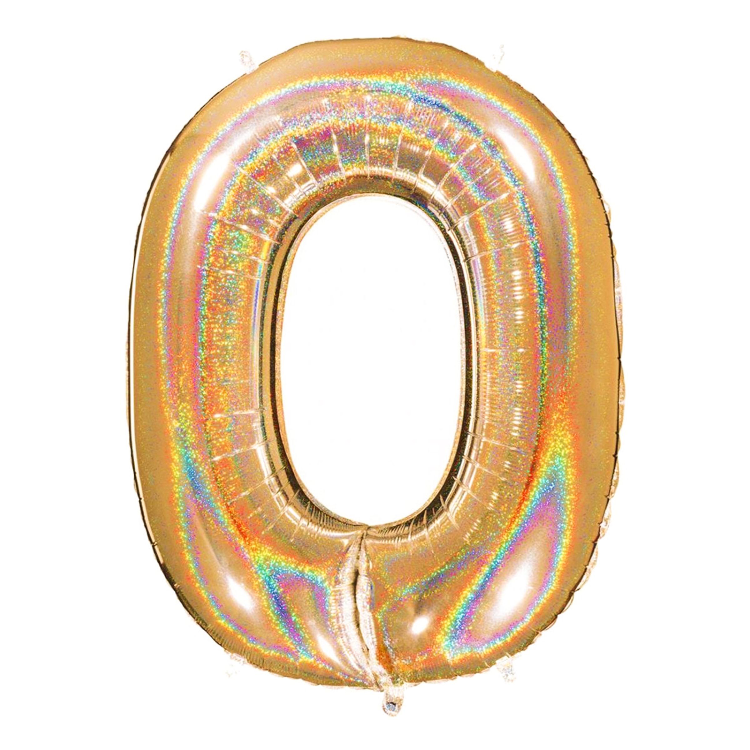 Talballon Glitter Guld - Tal 0