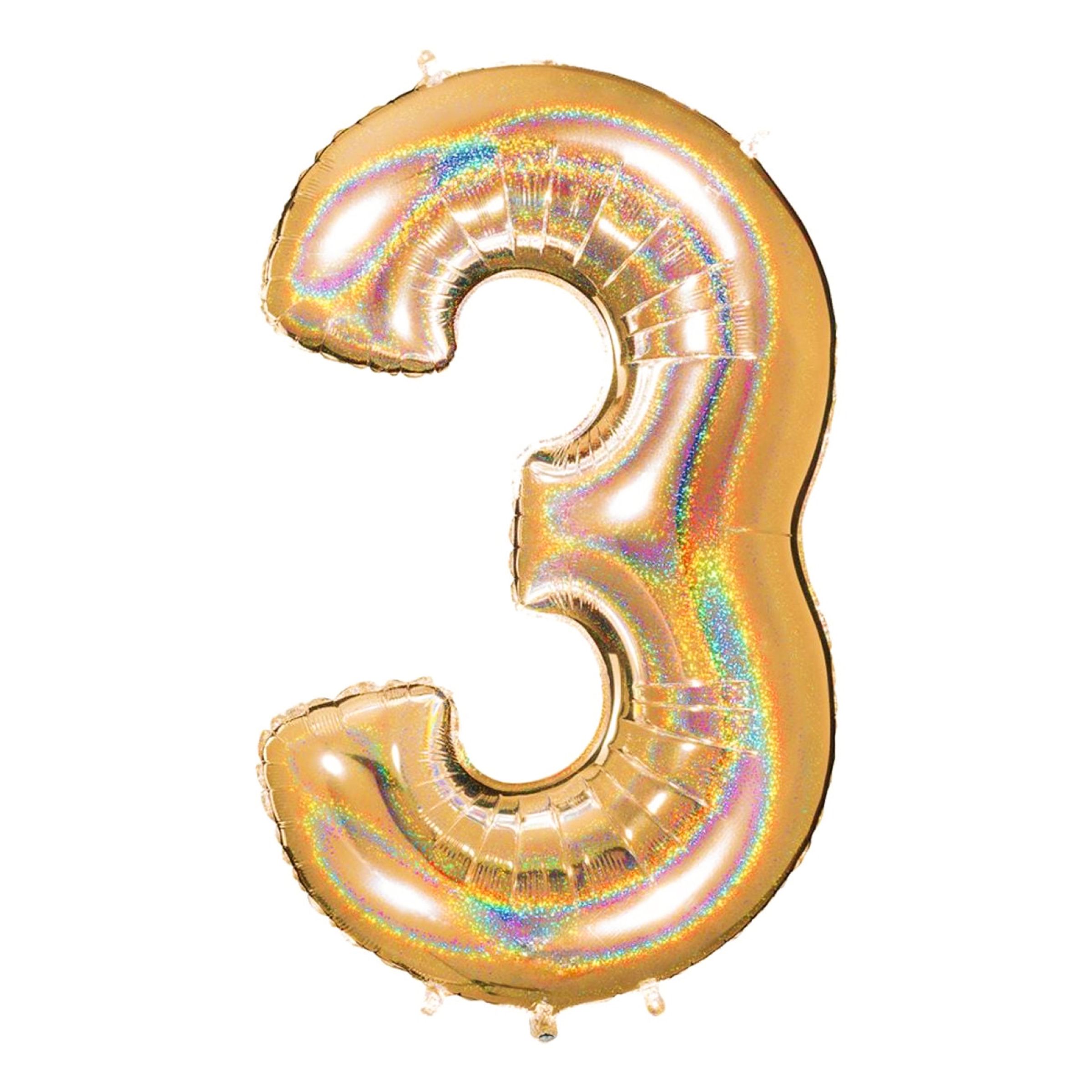 Talballon Glitter Guld - Tal 3