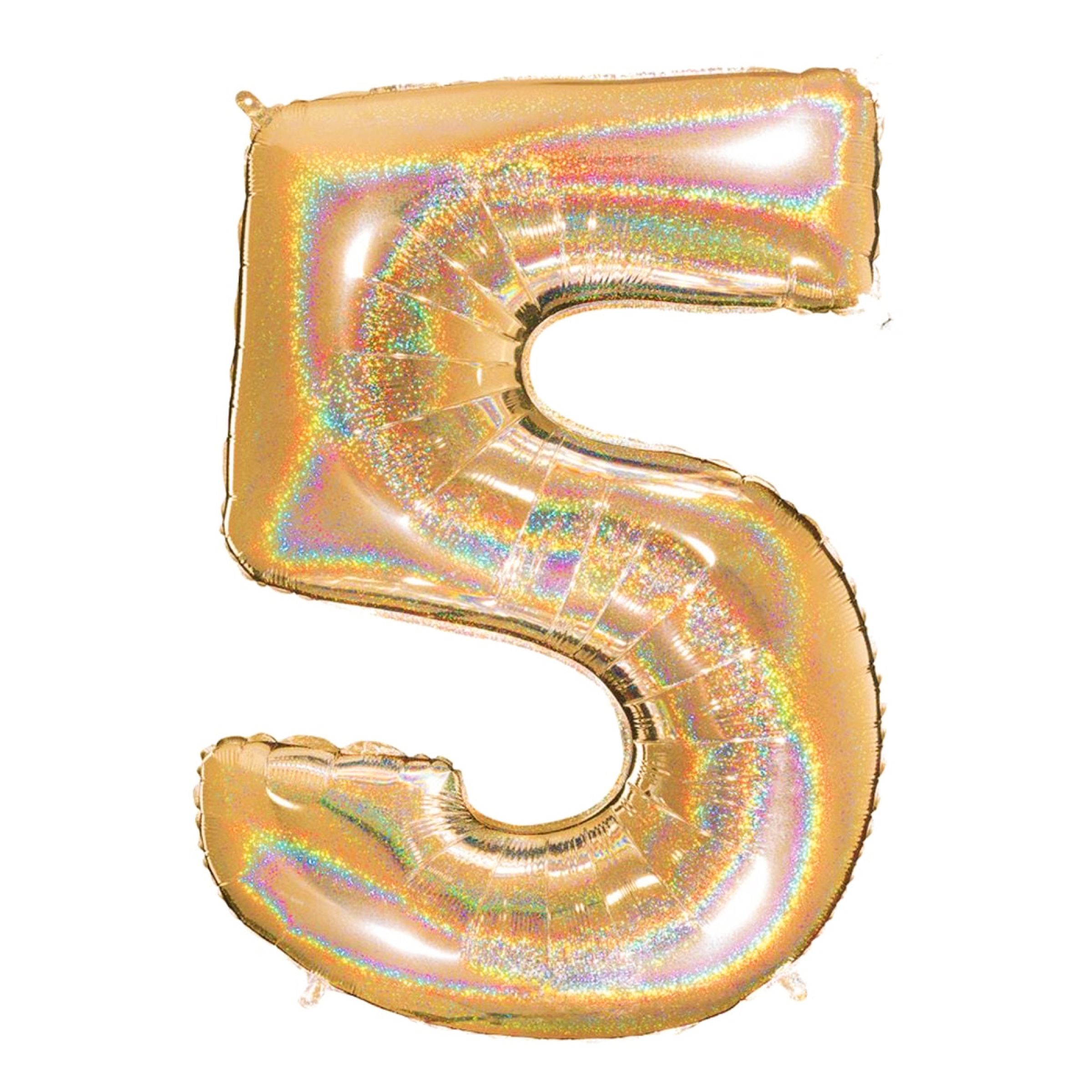 Talballon Glitter Guld - Tal 5