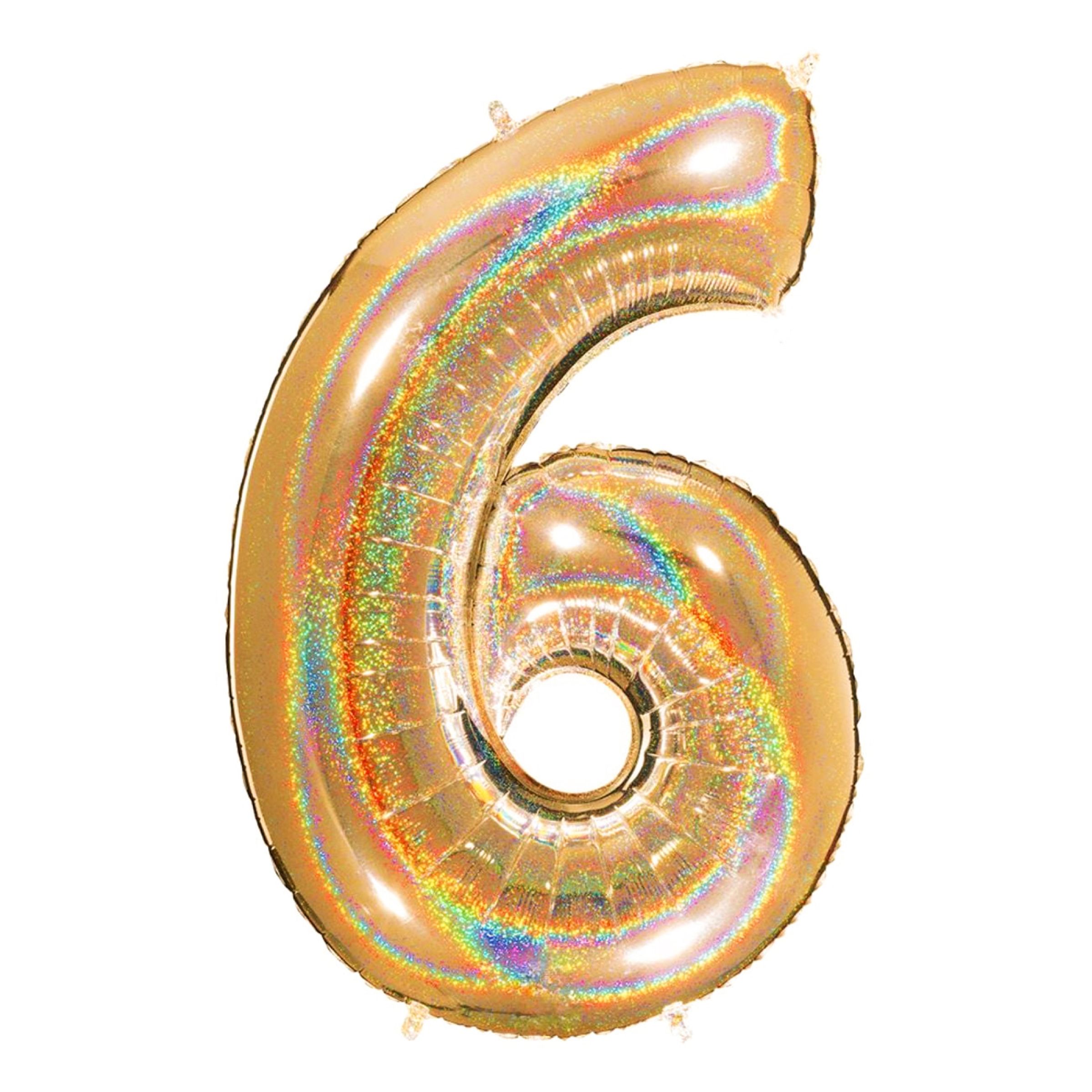 Talballon Glitter Guld - Tal 6