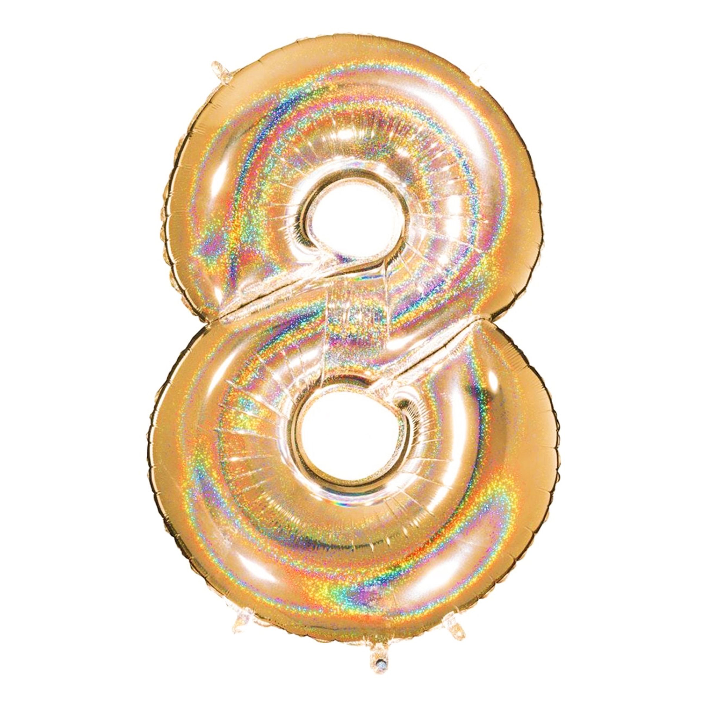 Talballon Glitter Guld - Tal 8