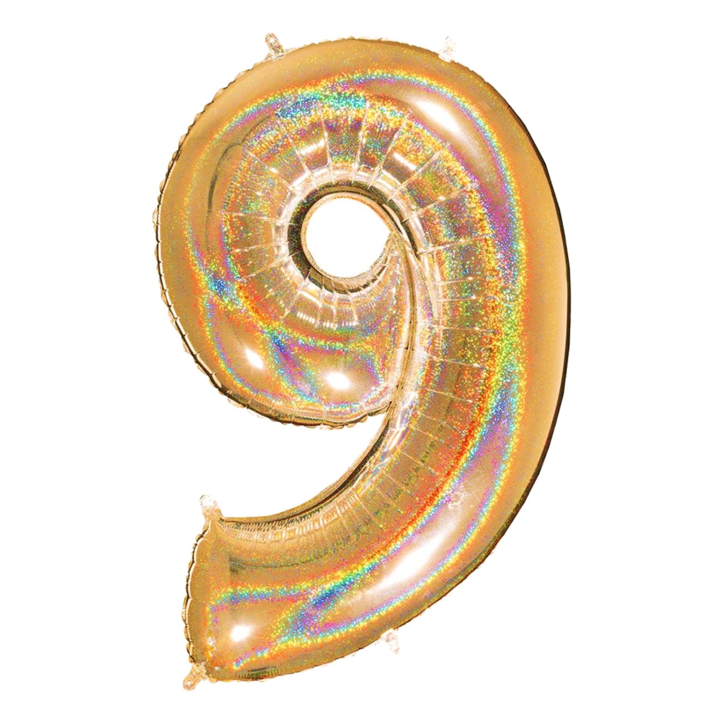 Sifferballong Glitter Guld - Siffra 9 | Hem - Festartiklar - Ballonger - Folieballonger | Pryloteket