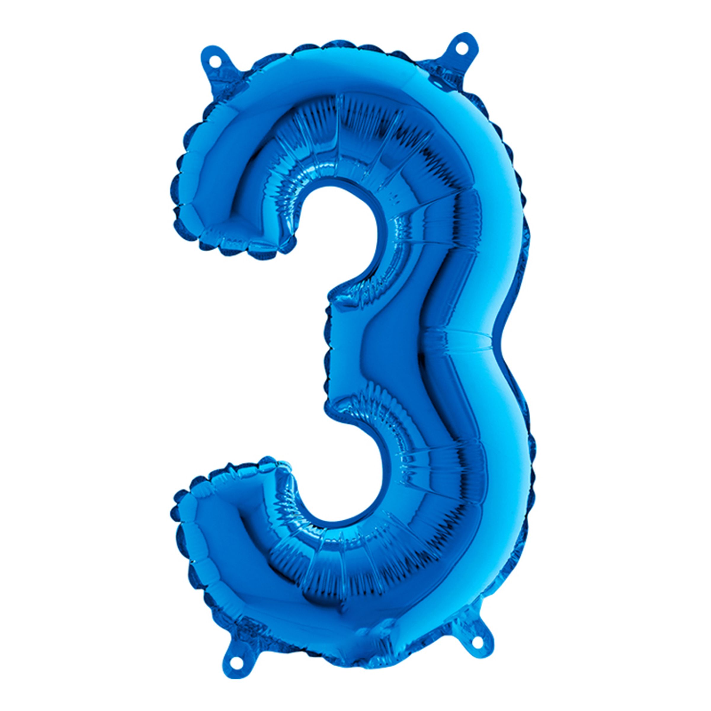 Sifferballong Mini Blå Metallic - Siffra 3 | Hem - Festartiklar - Ballonger - Folieballonger | Maskeradspecialisten