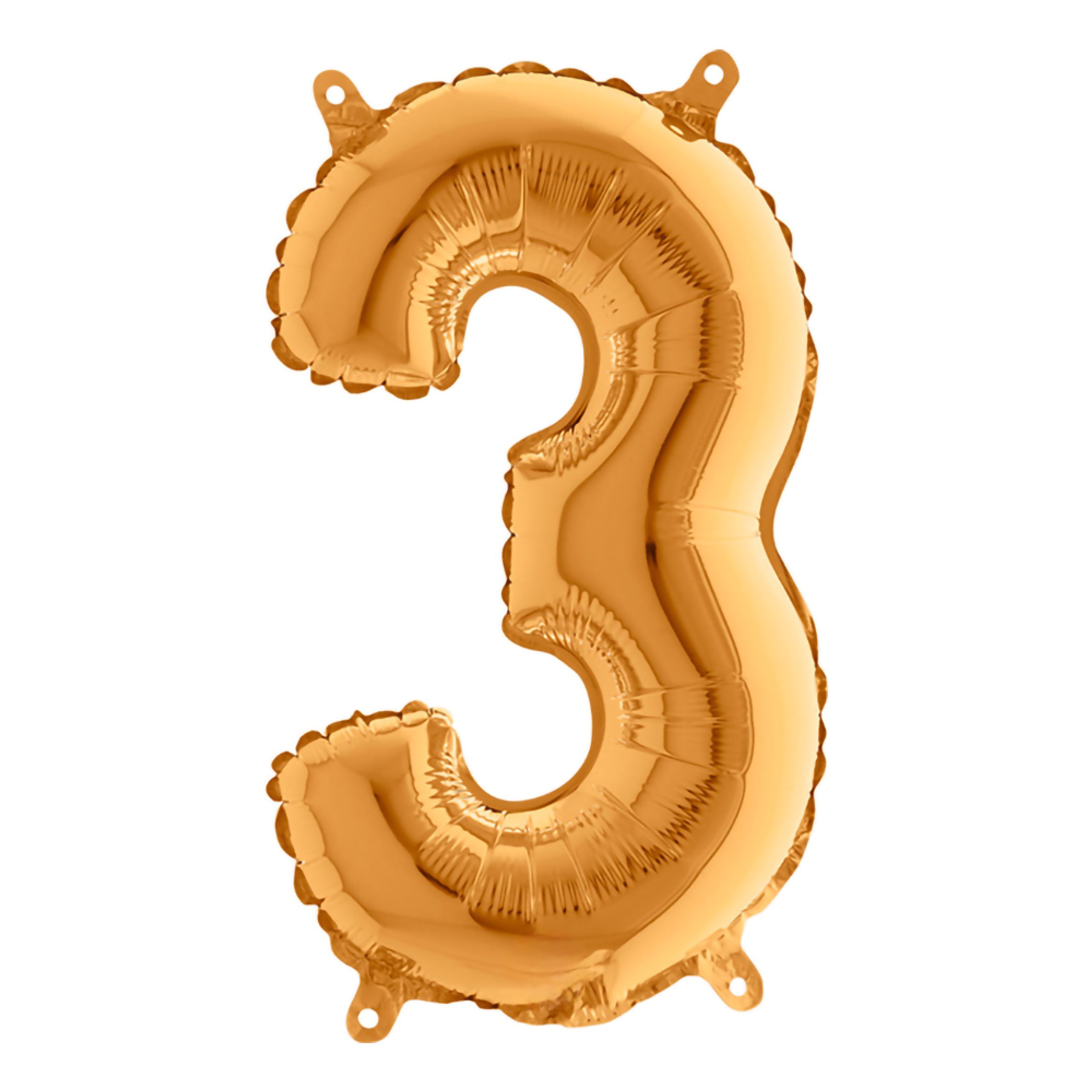 Sifferballong Mini Guld Metallic - Siffra 3 | Hem - Festartiklar - Ballonger - Folieballonger | Pryloteket