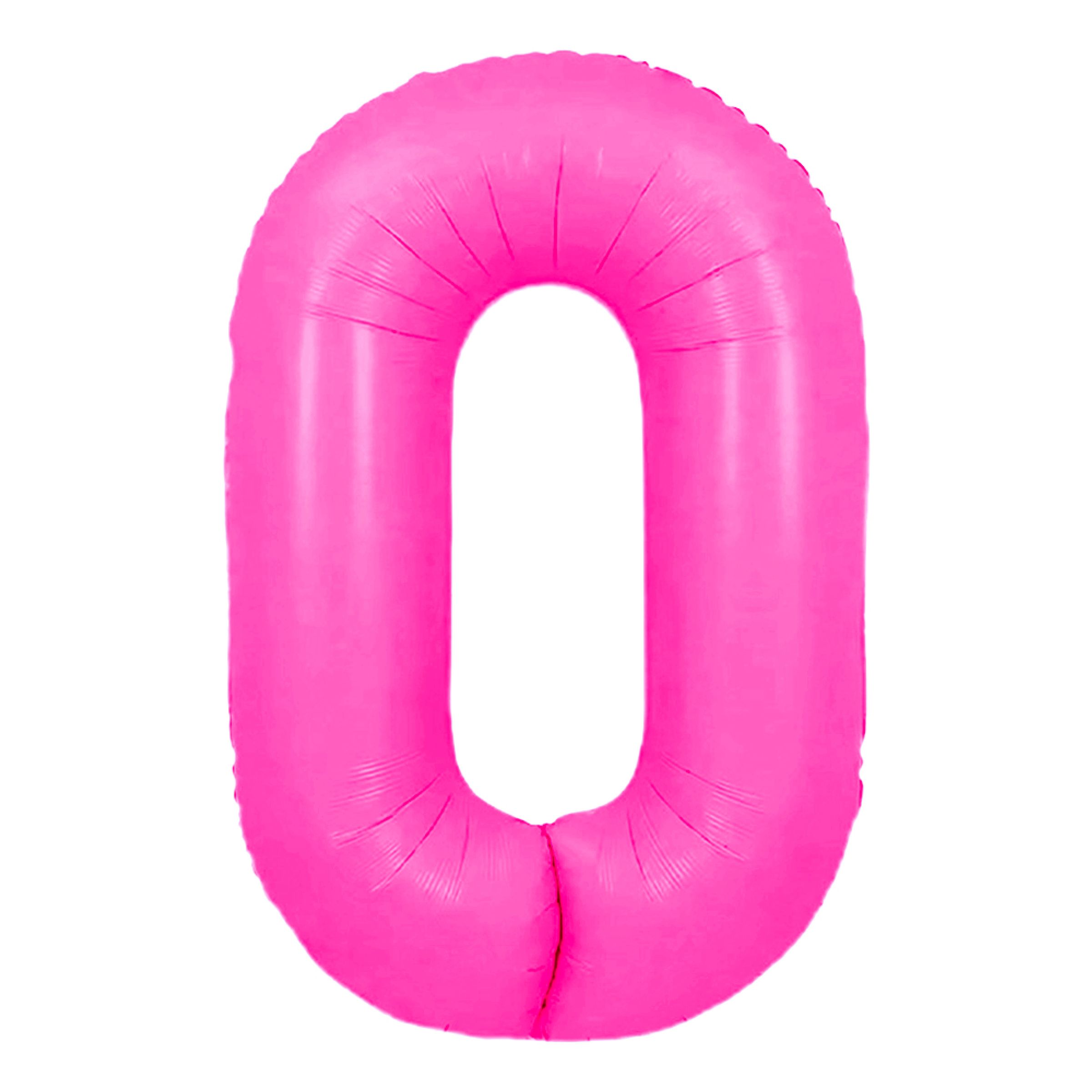 Sifferballong Neonrosa - Siffra 0 | Hem - Festartiklar - Ballonger - Folieballonger | Pryloteket