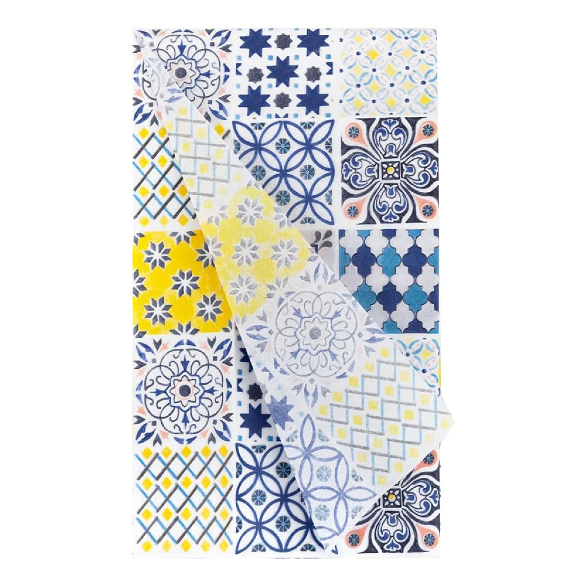 Silkespapper Blå Mosaik - 4-pack | Hem - Festartiklar - Presentinslagning | Pryloteket
