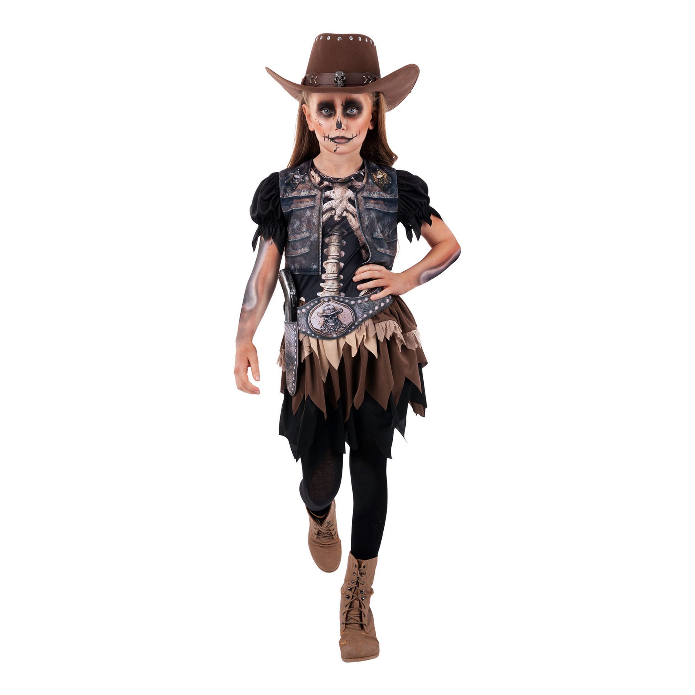 Skelett Cowgirl Barn Maskeraddräkt - Large