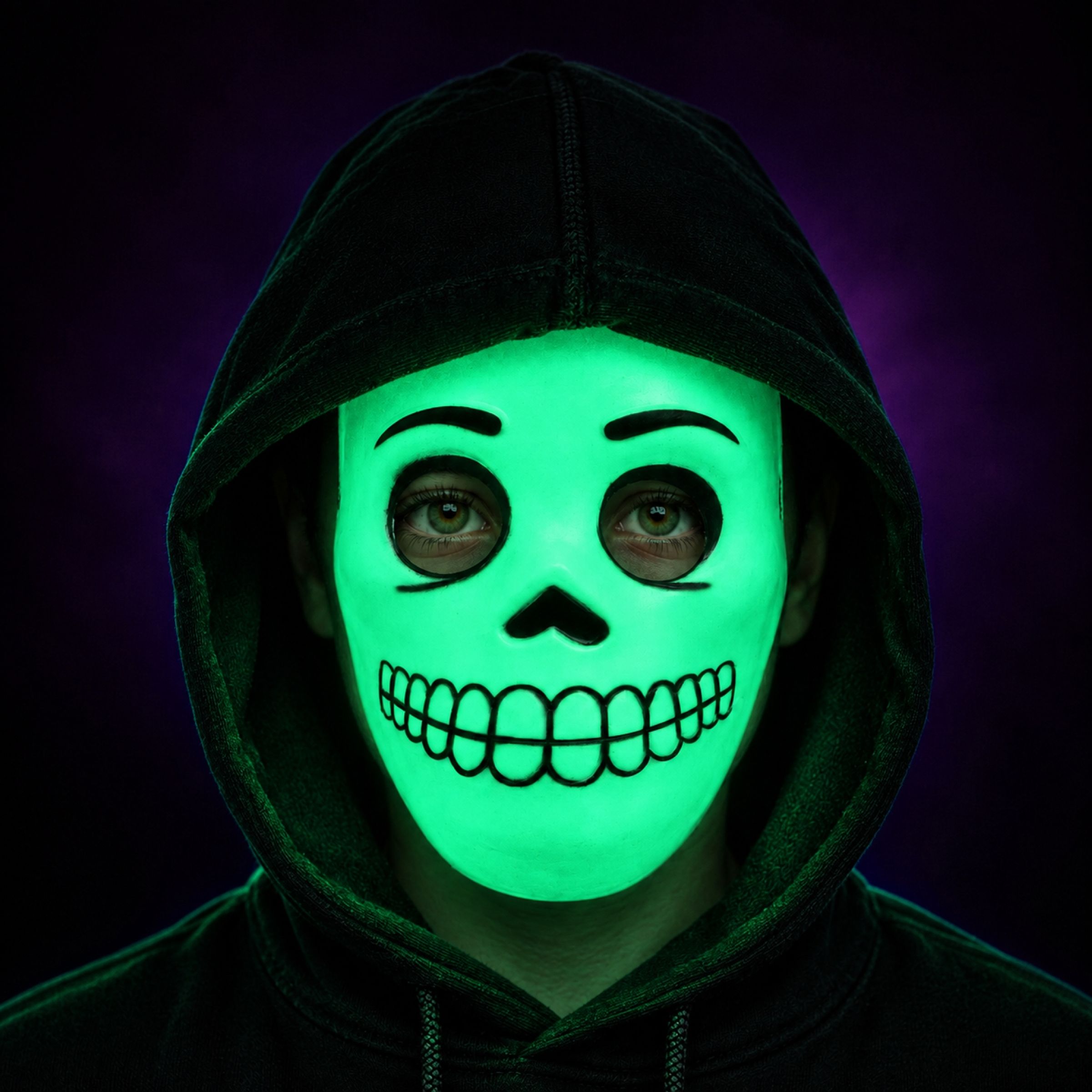 Skeletmaske Glow in the Dark til Børn - One size