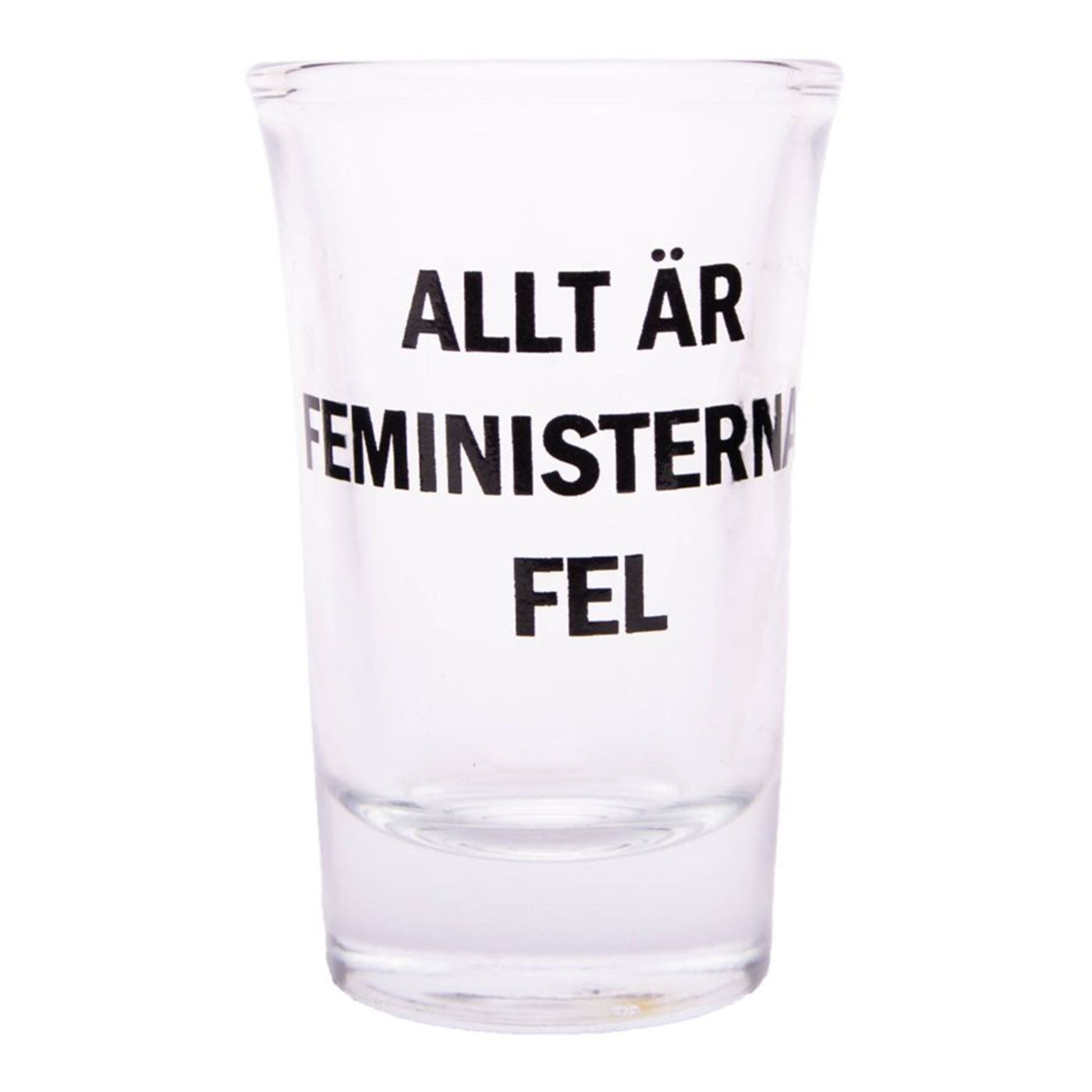 Snapseglas med Tekst - Allt är feministernas fel