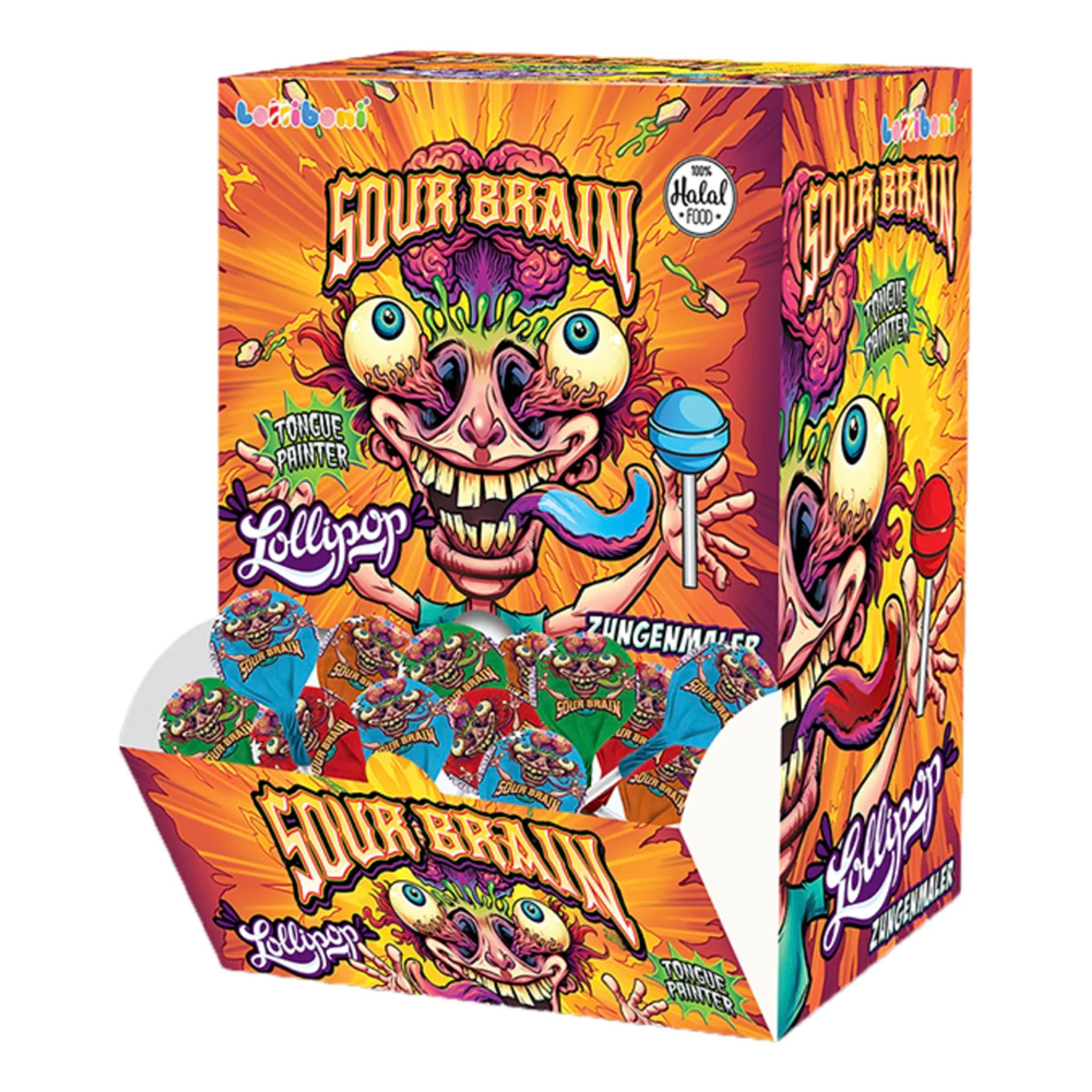Sour Brain Lollipop Økonomipakke - 100 x 16 g