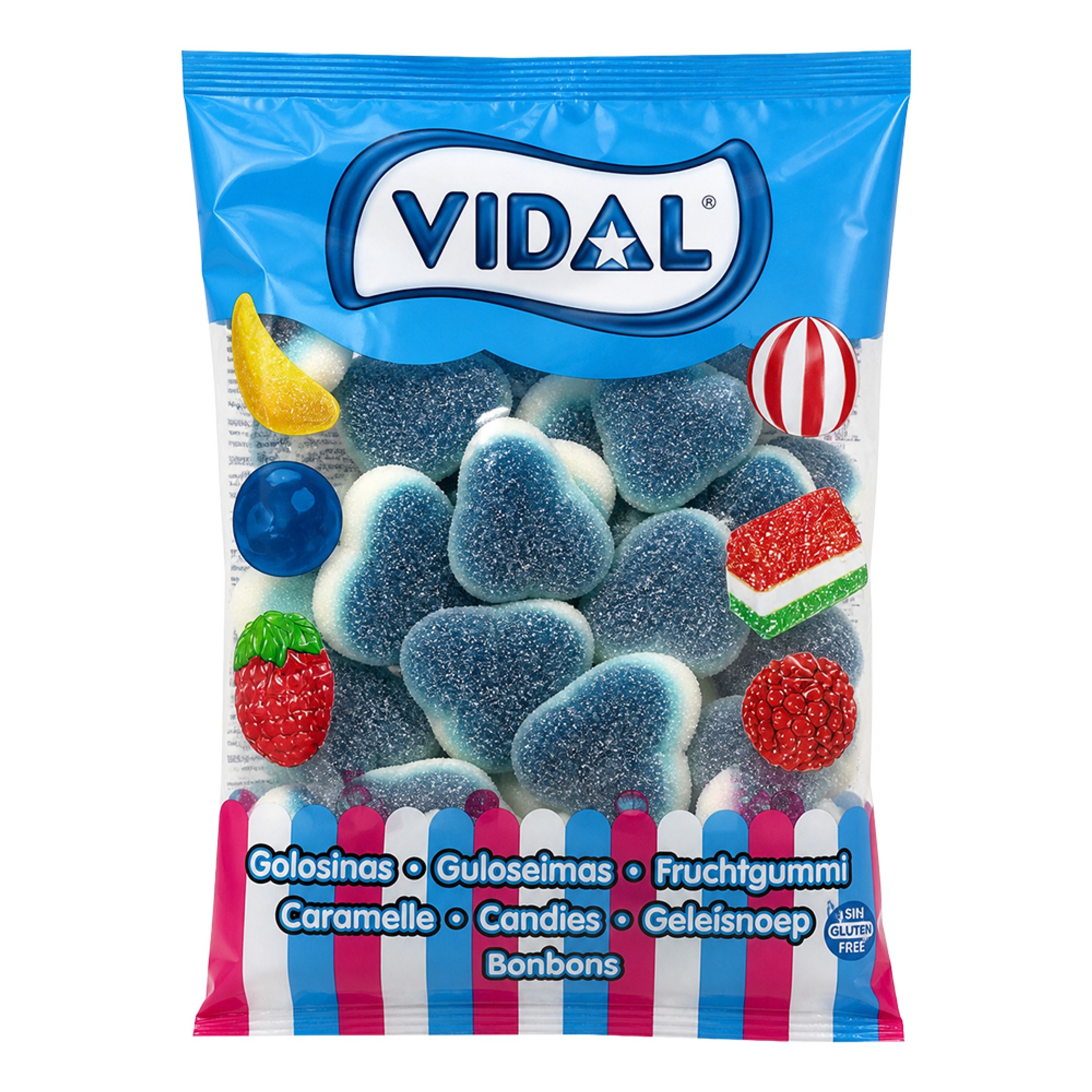 Sour Giant Blue Raspberry Heart Økonomipakke - 1 kg