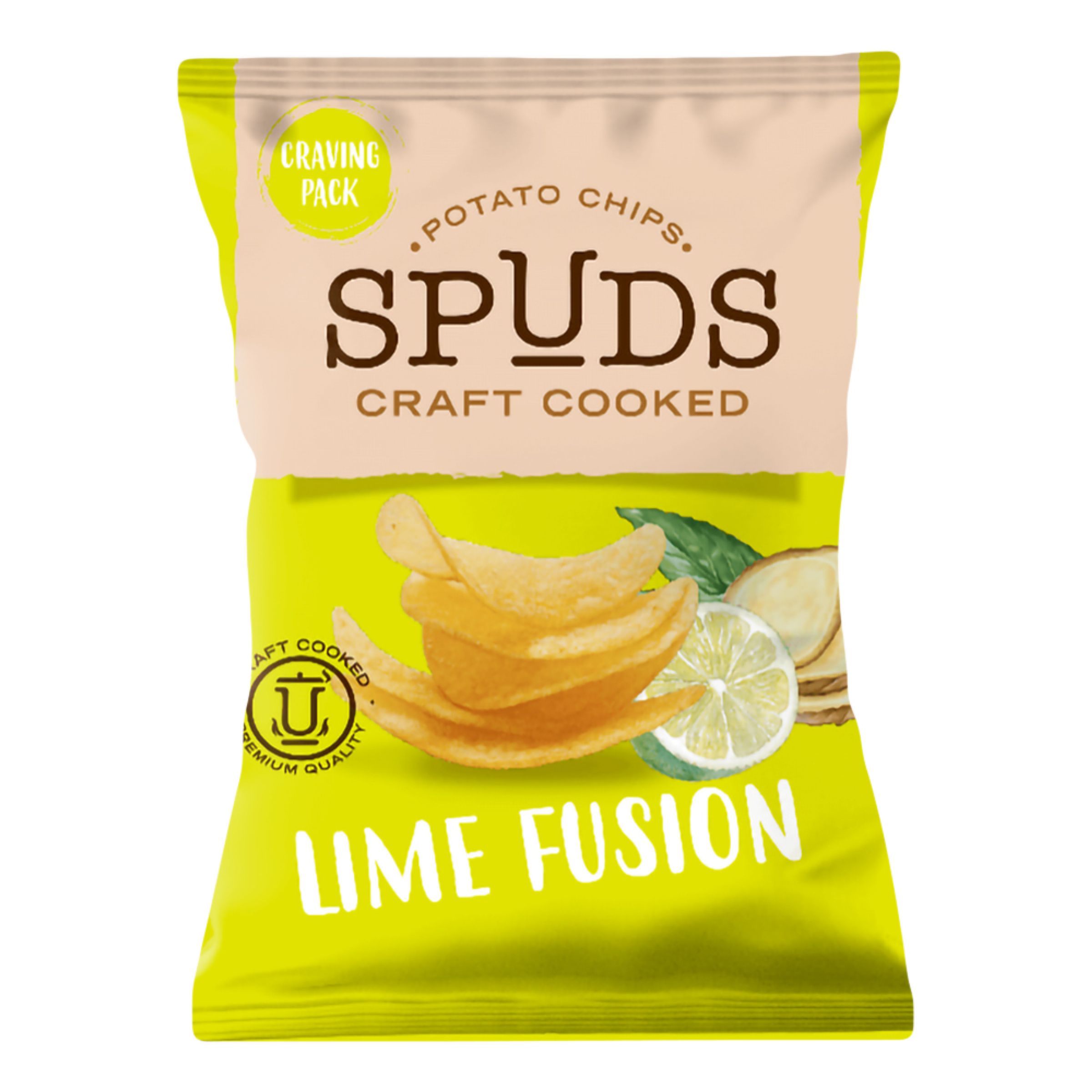 Spuds Craft Cooked Lime Fusion - 145 g | Hem - Godis & Läsk - Snacks - Chips | Maskeradspecialisten