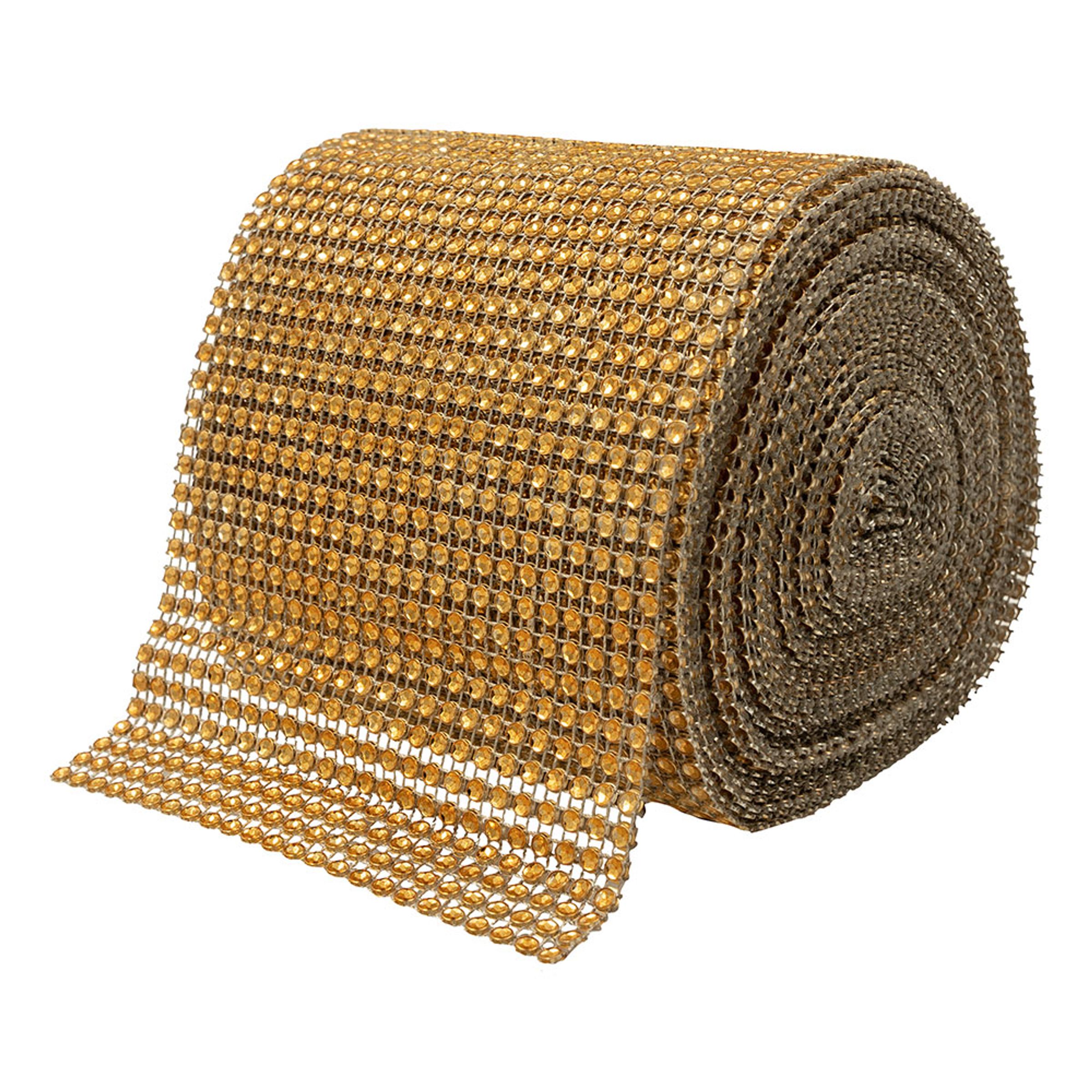 Strass Stof på Rulle - Guld-gul