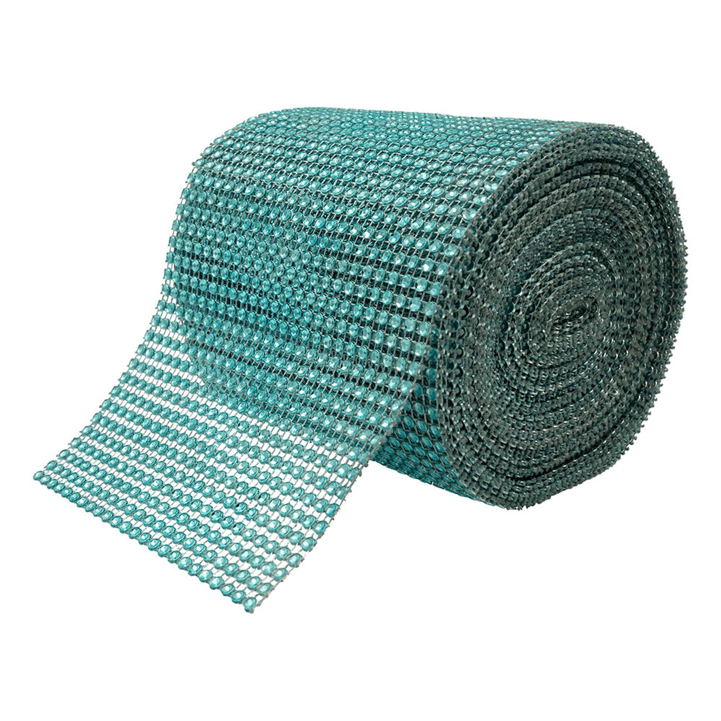 Strass Stof på Rulle - Teal Blue