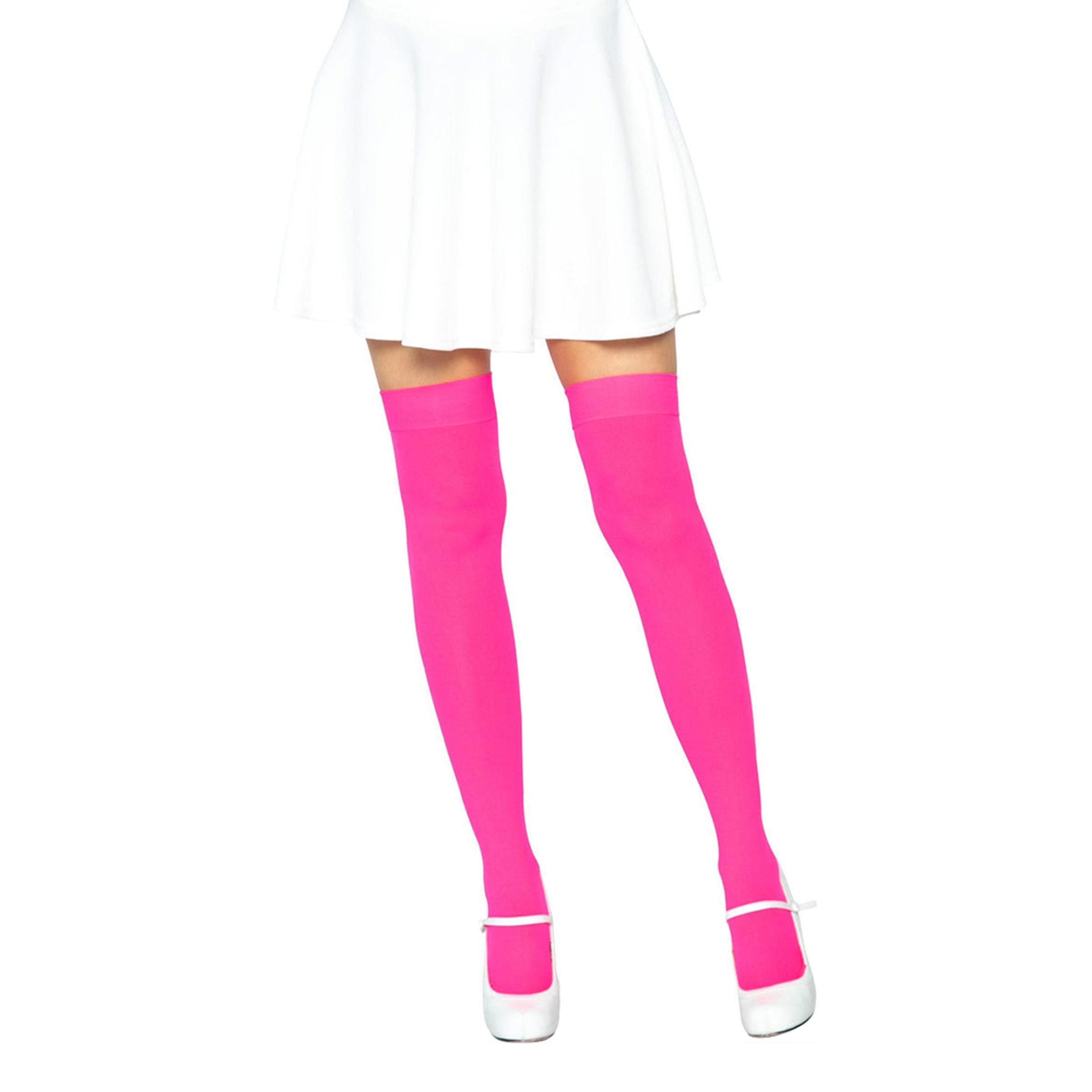 Knästrumpor Nylon Neonrosa Deluxe - One size | Hem - Maskerad - Tillbehör - Maskeradaccessoarer | Maskeradspecialisten