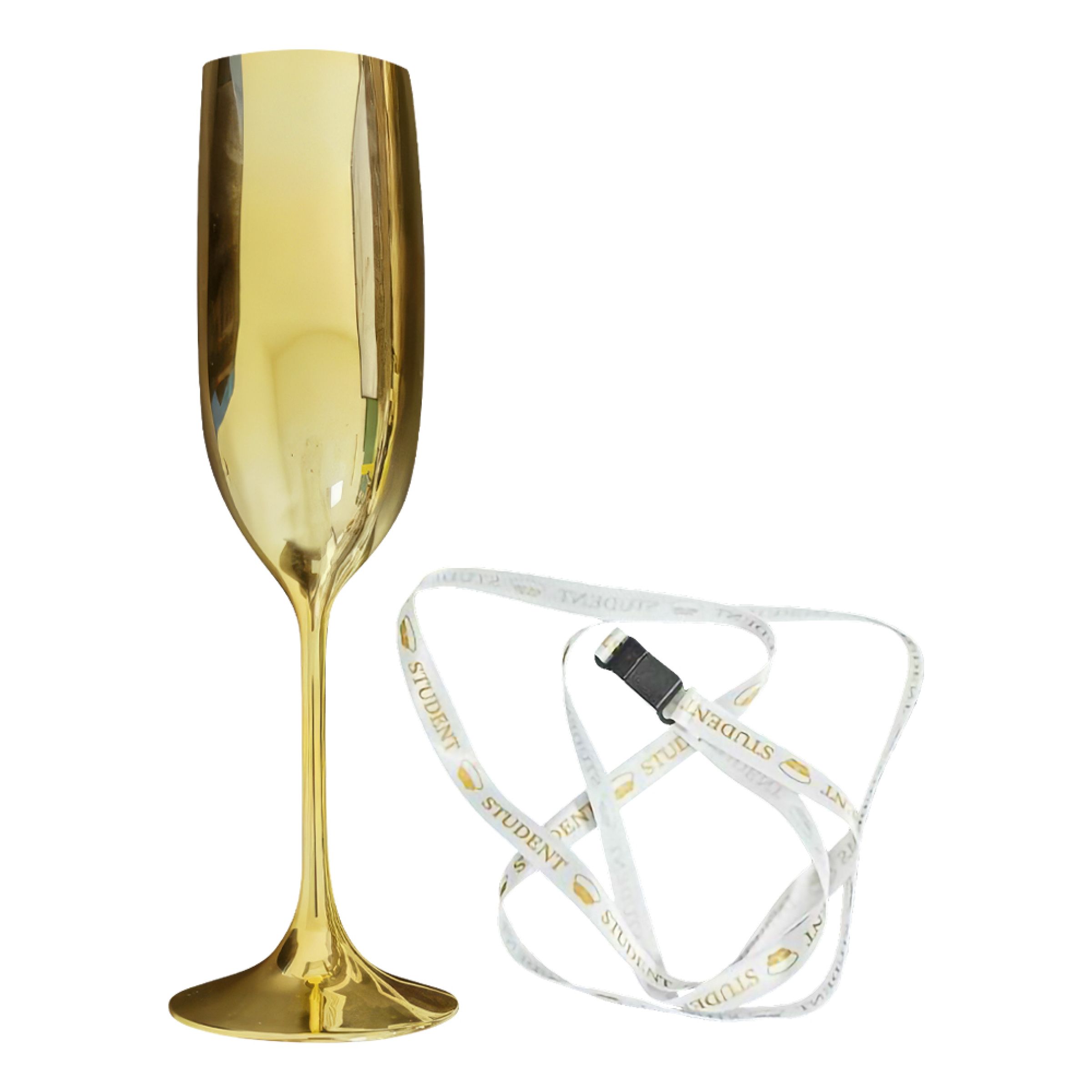 Champagneglas med Studentband Guld | Hem - Teman - Högtider - Student - Studentpresent | Pryloteket