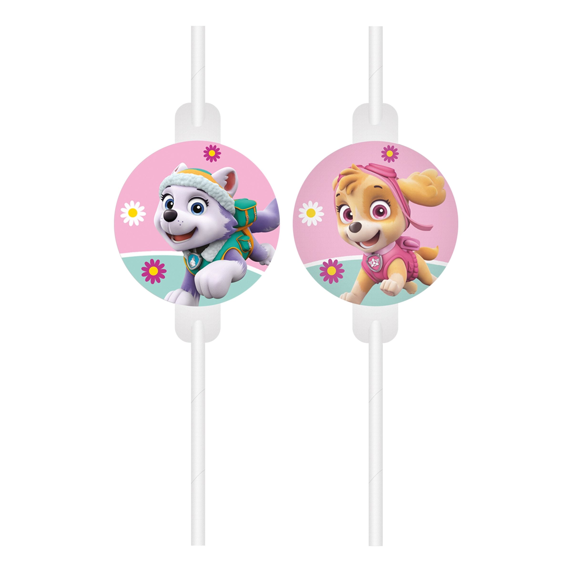 Sugrör Paw Patrol Skye & Everest - 4-pack | Hem - Bartillbehör - Drinktillbehör - Sugrör | Maskeradspecialisten