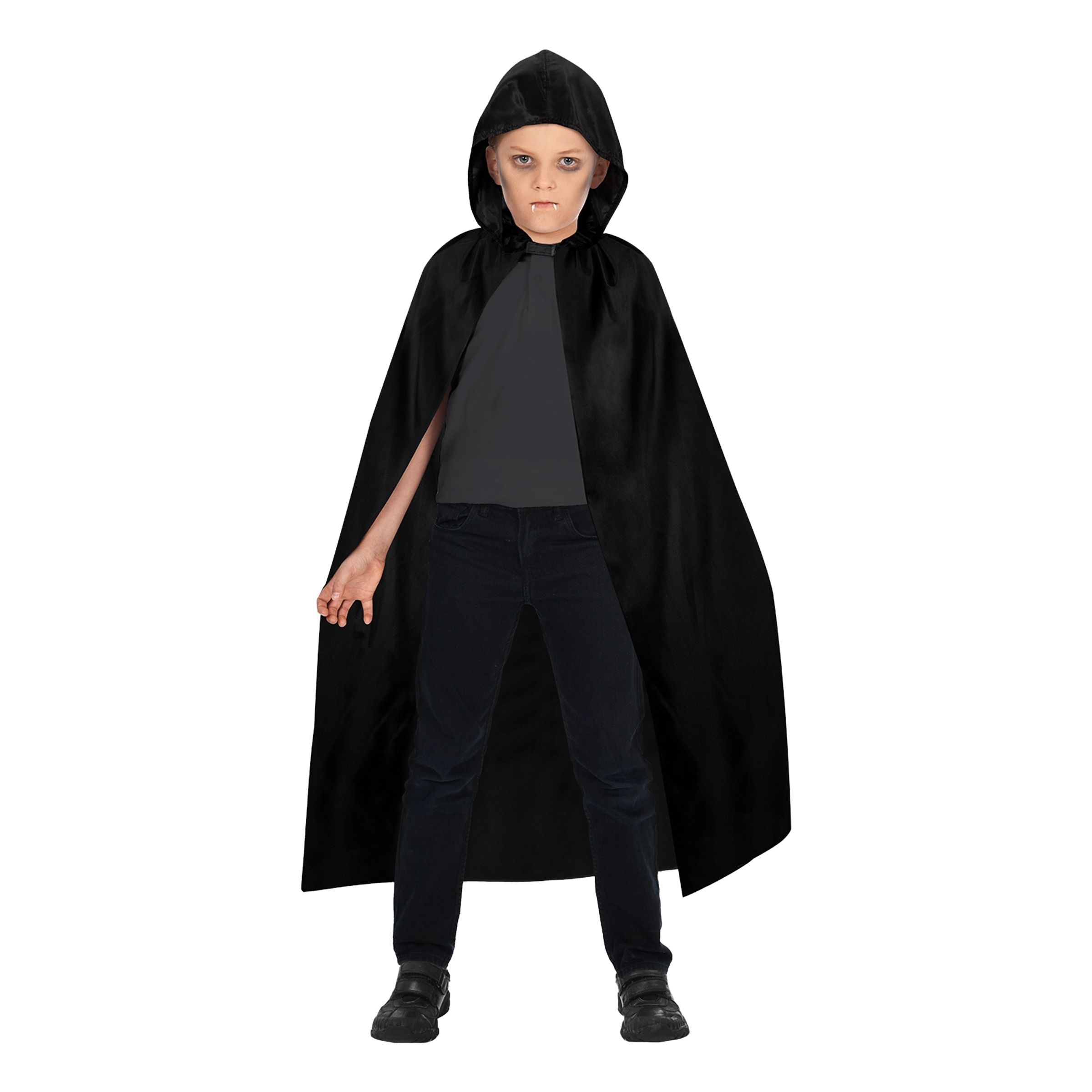 Svart Cape med Huva för Barn | Hem - Maskerad - Tillbehör - Mantel & Capes | Pryloteket