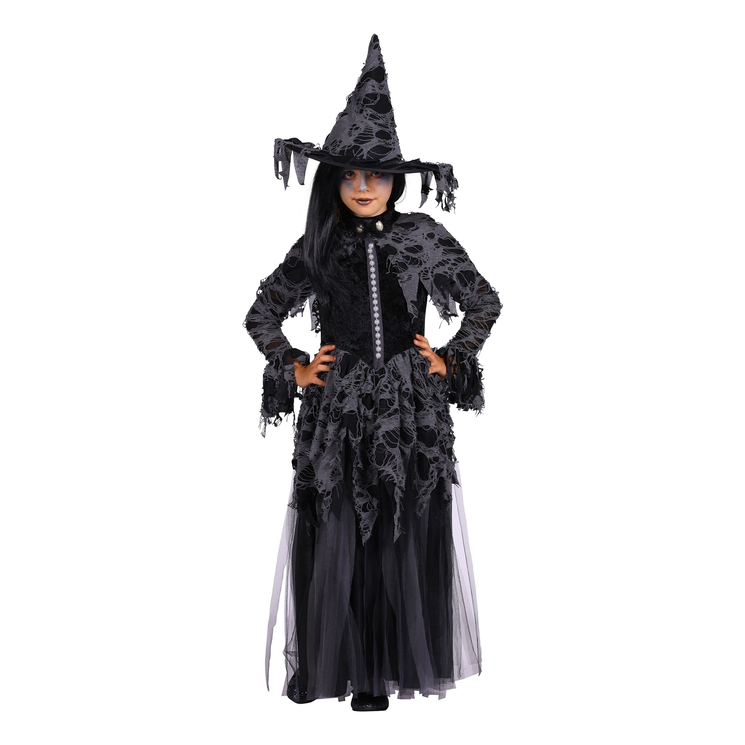 Sort Heks Deluxe Børnekostume - Large