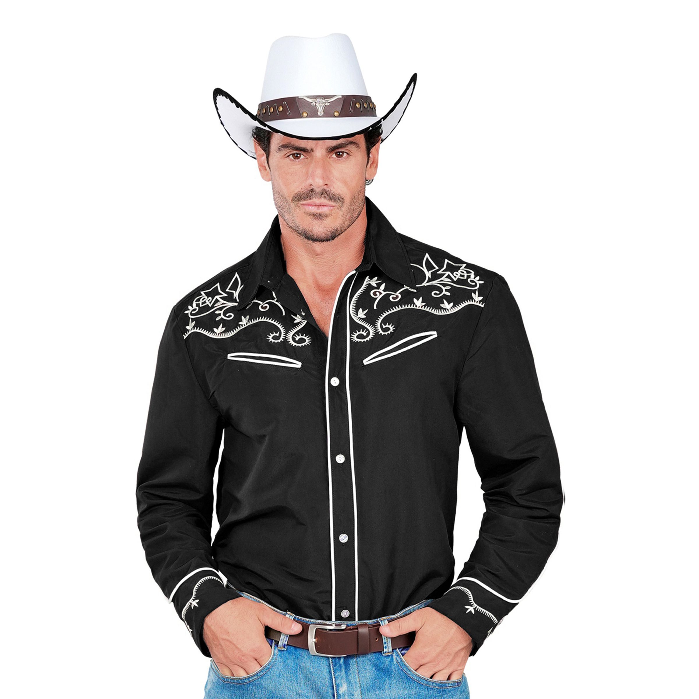 Sort Westernskjorte Herre - XX-Large