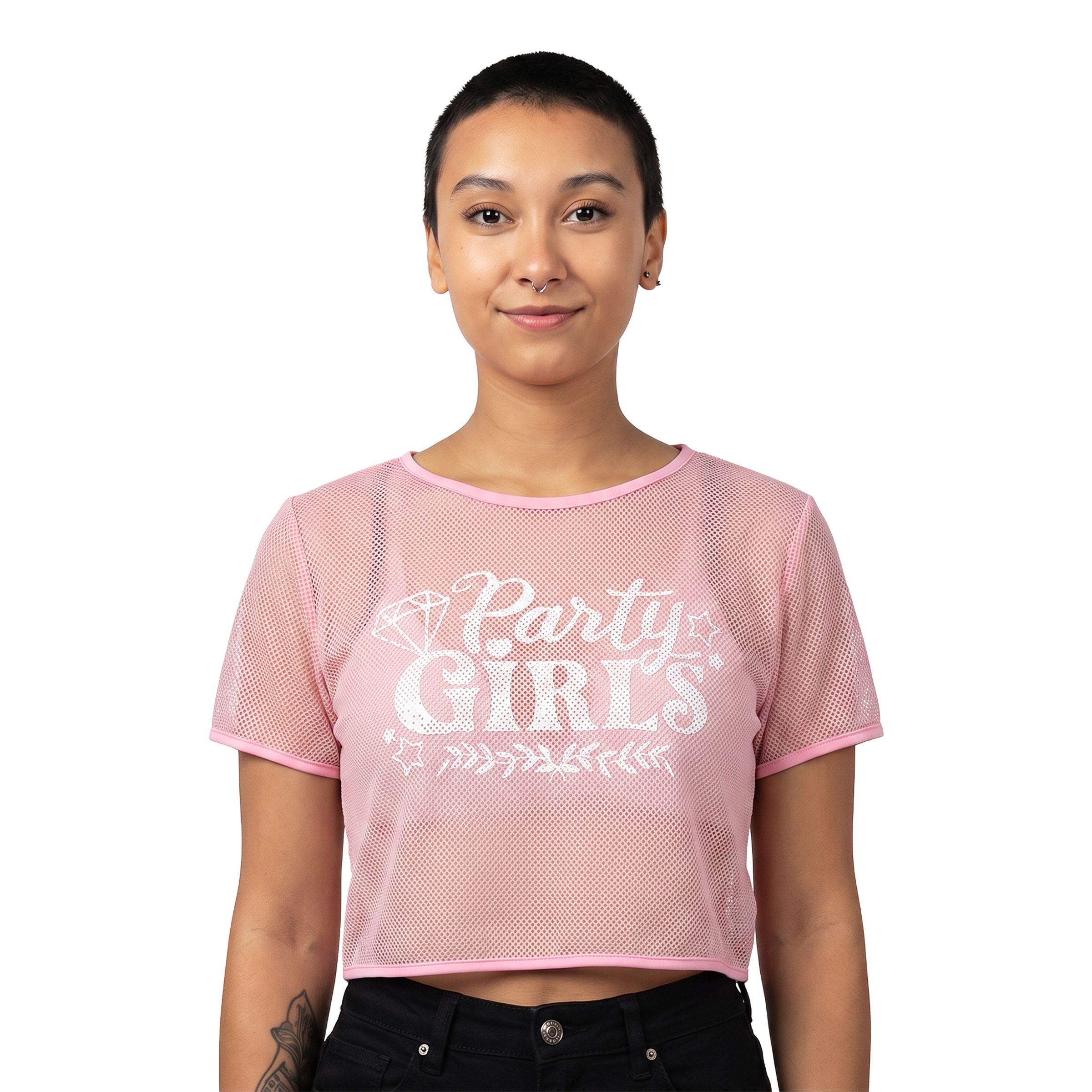 T-shirt i Mesh Party Girls Dame - Medium