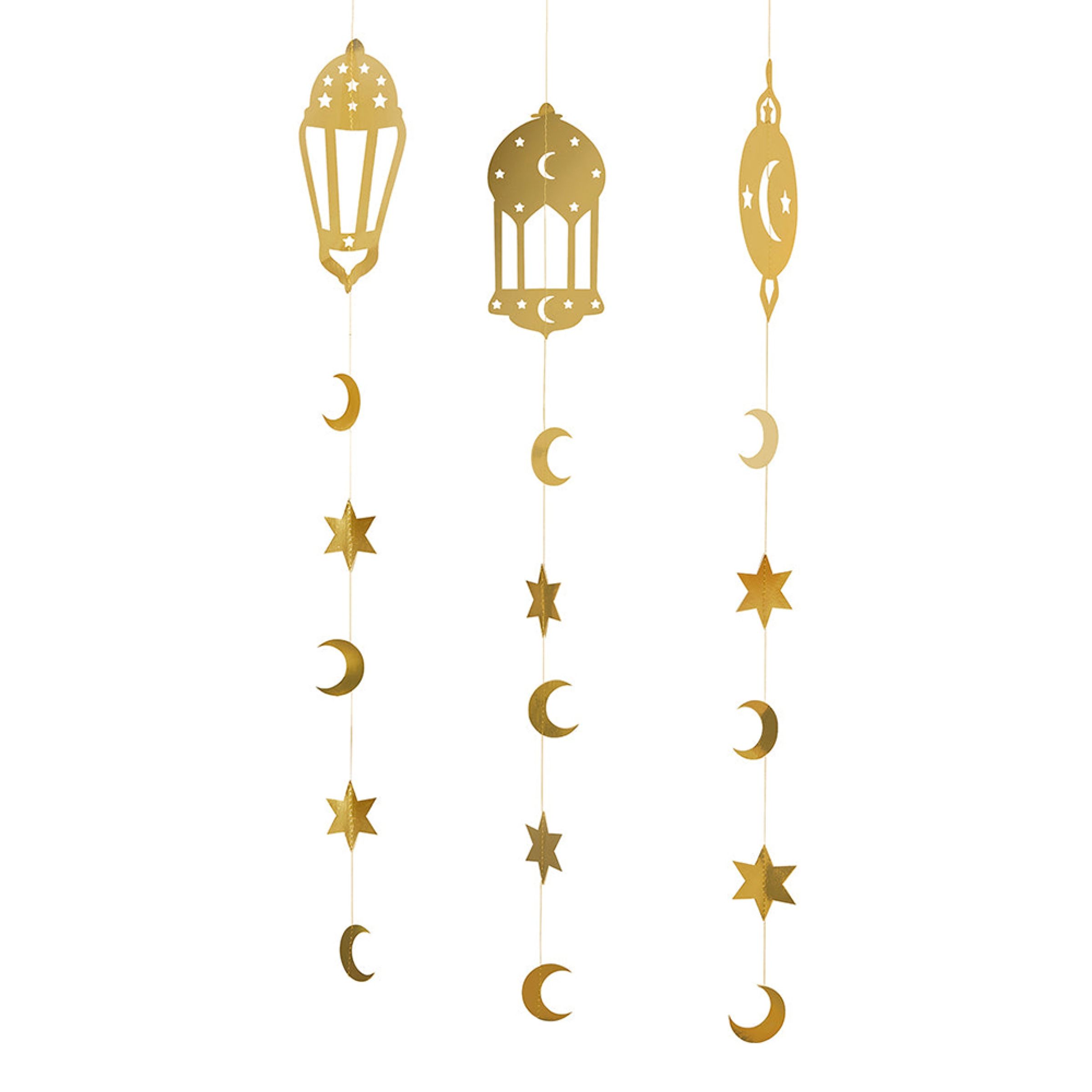 Loftdekorationer Eid Mubarak Guld - 3-pak
