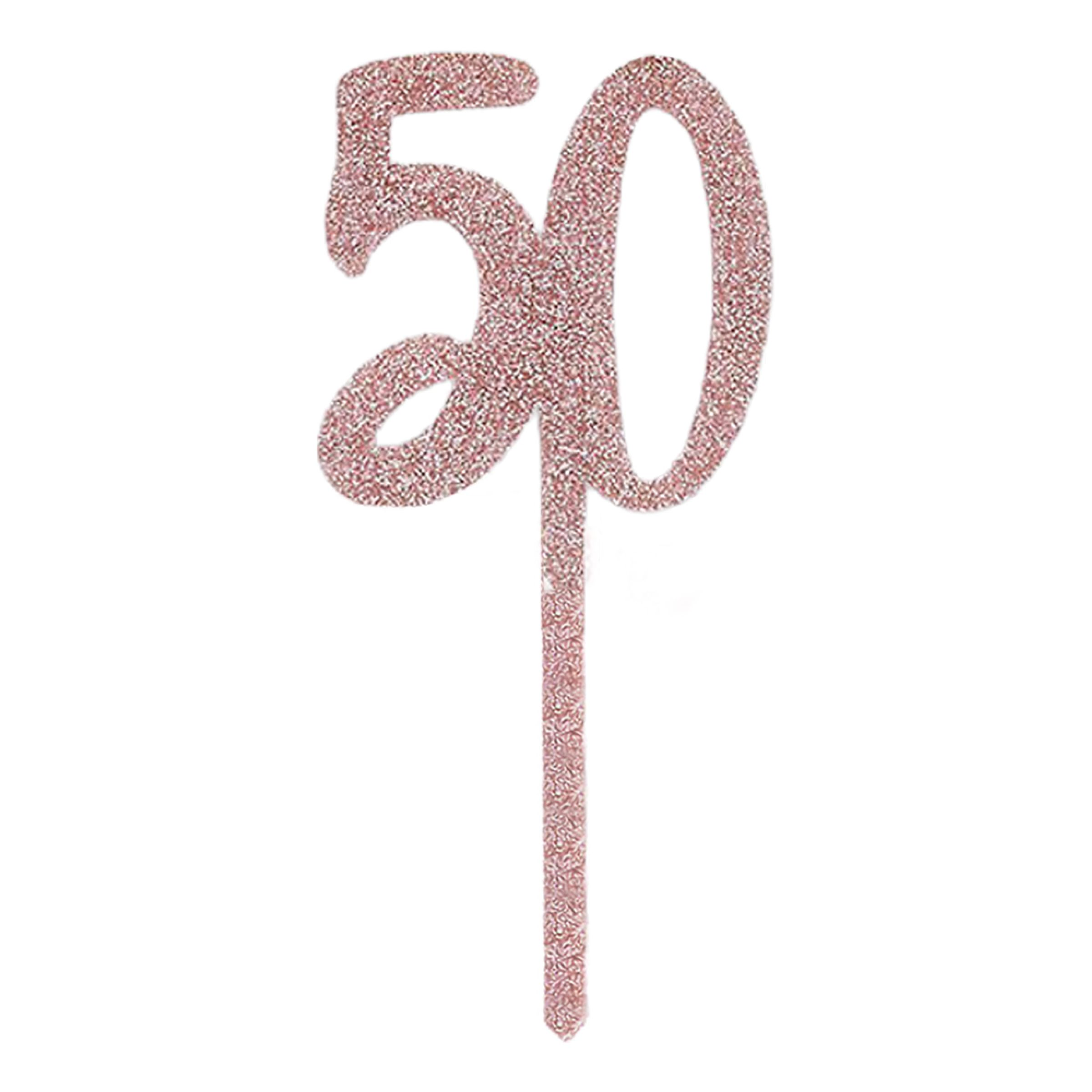 Tårtdekoration 50 Roséguld i Akryl | Hem - Festartiklar - Festdekoration - Tårtdekorationer | Party Outlet