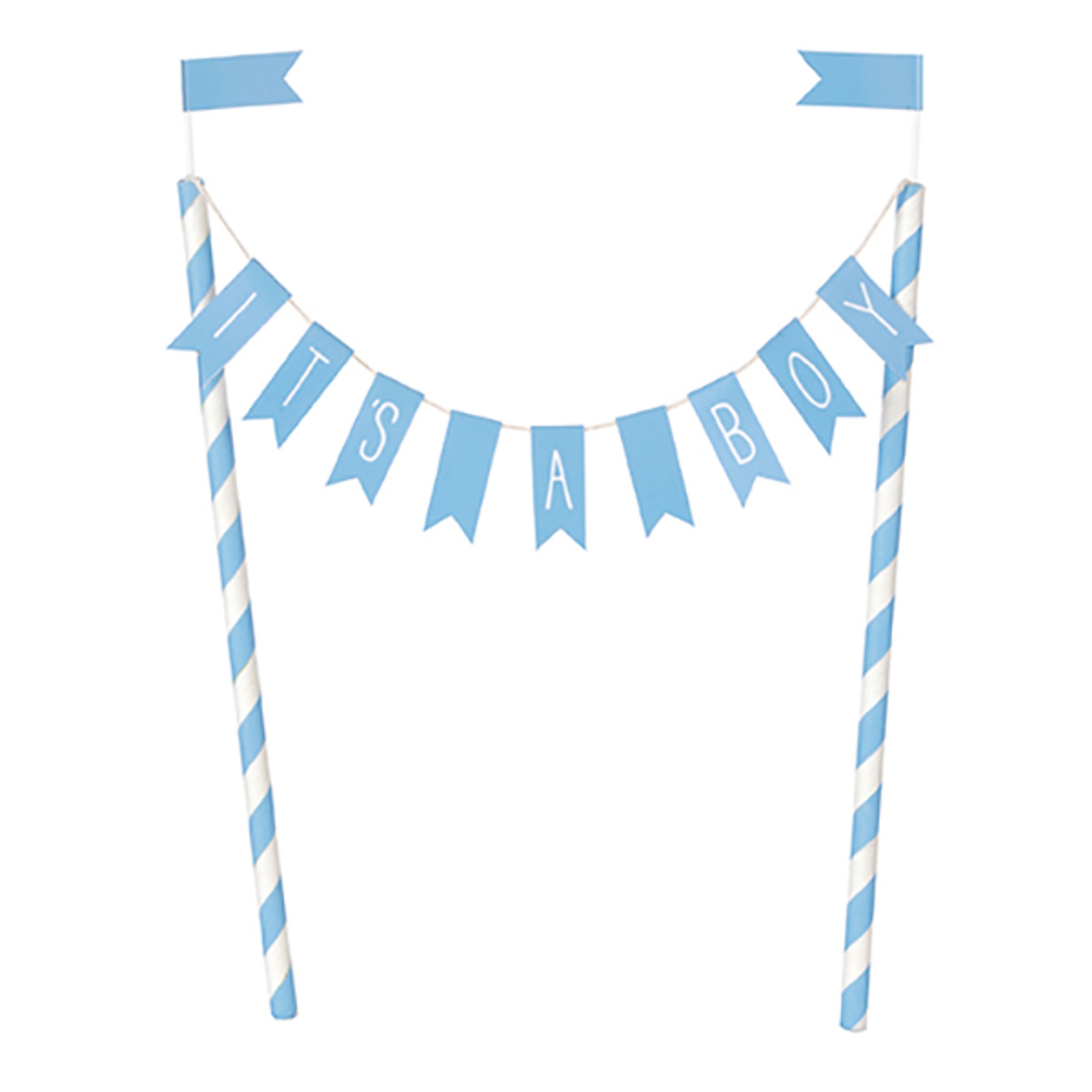 Kagedekoration It's A Boy Lyseblå Flag