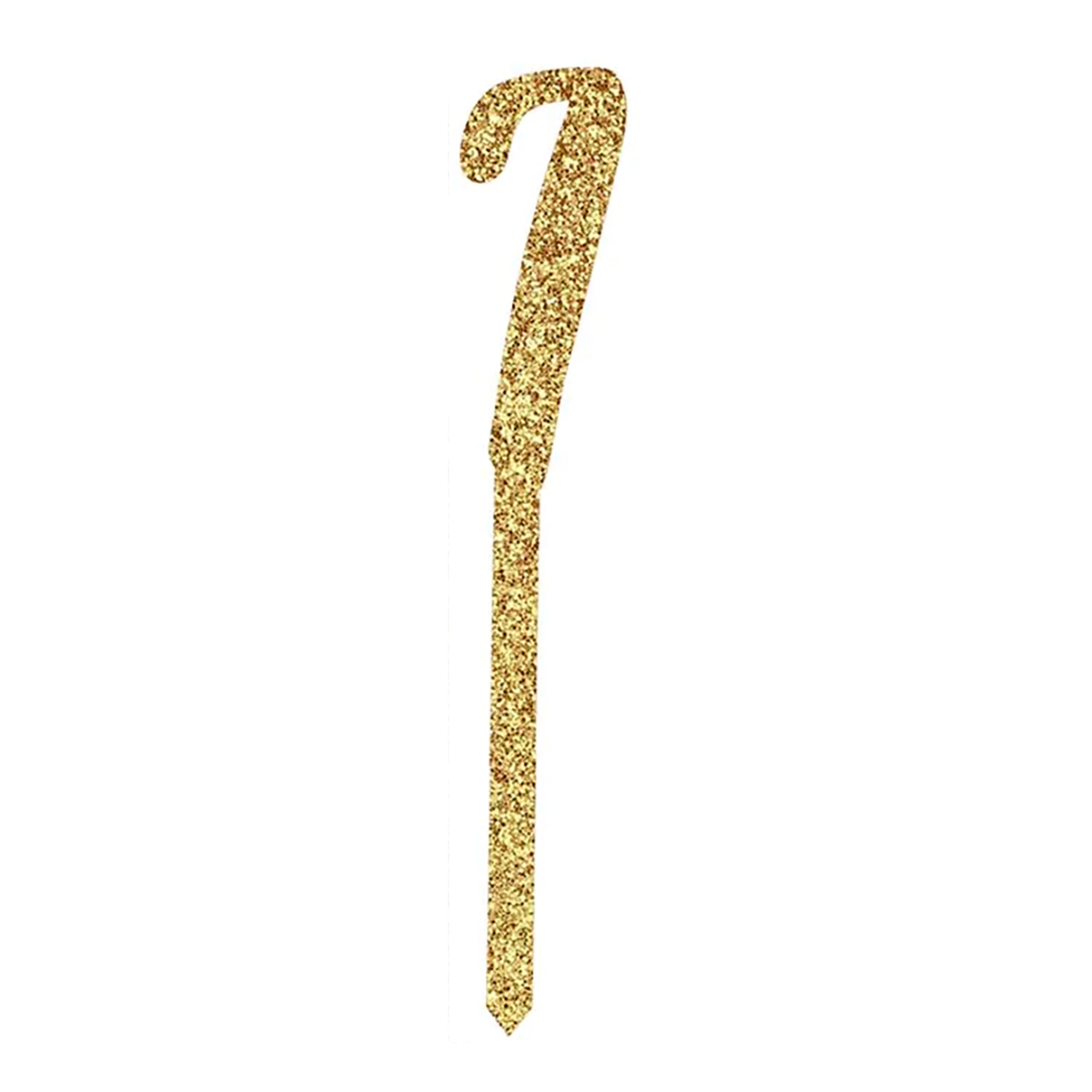 Kagedekoration Tal Guld Glitter i Akryl - Tal 7