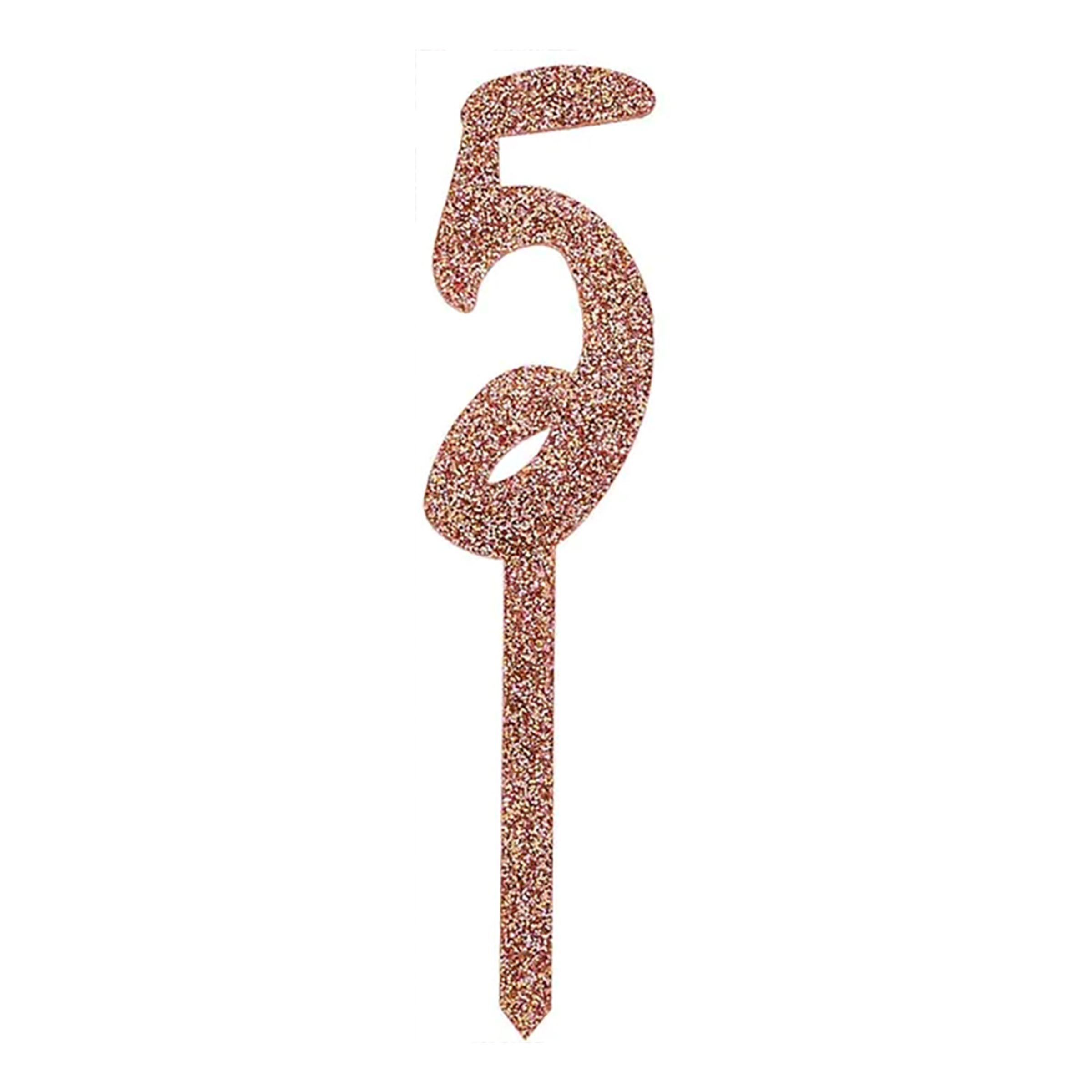 Kagedekoration Tal Guld Glitter i Akryl - Tal 5