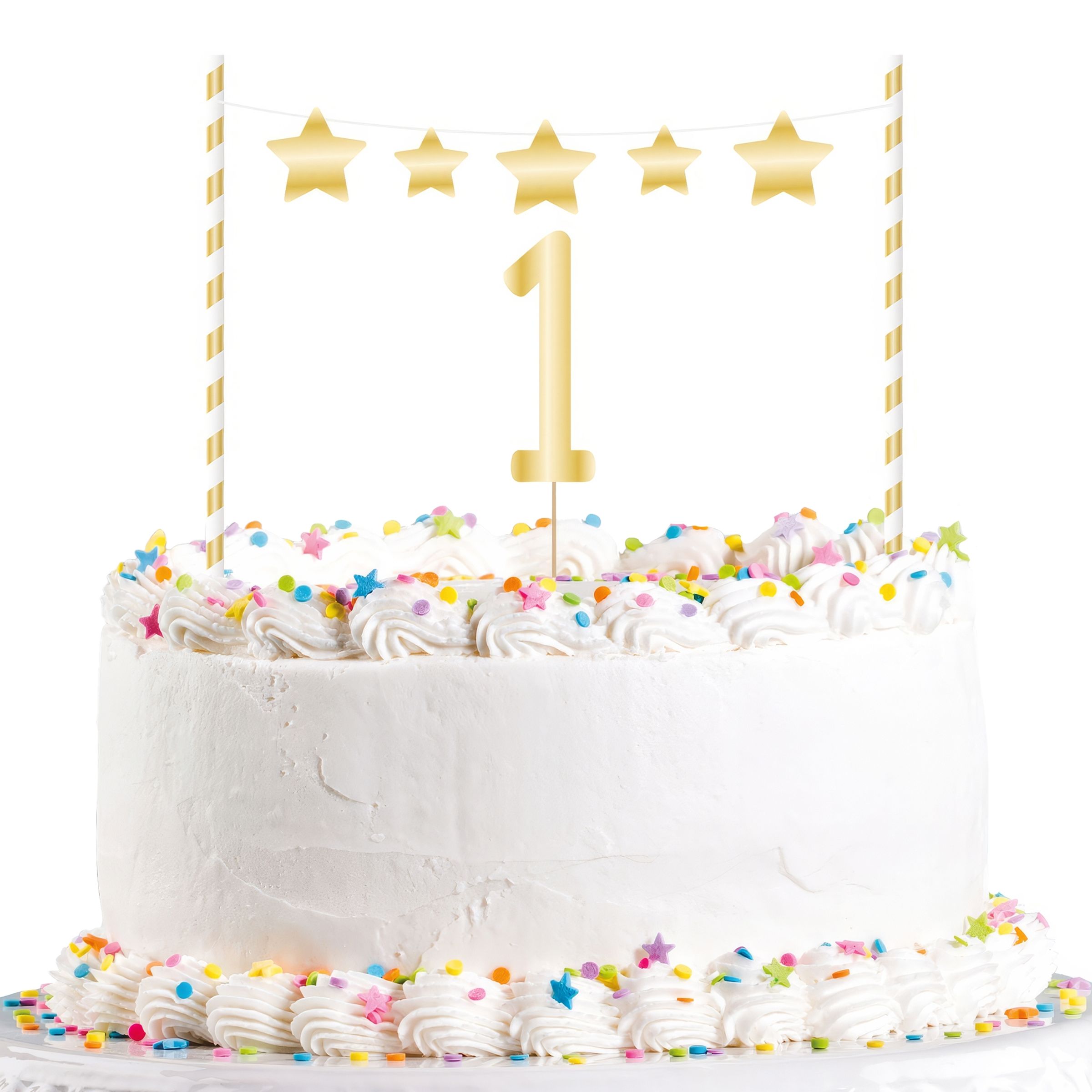 Kagedekorationer 1-års Fødselsdag Guld