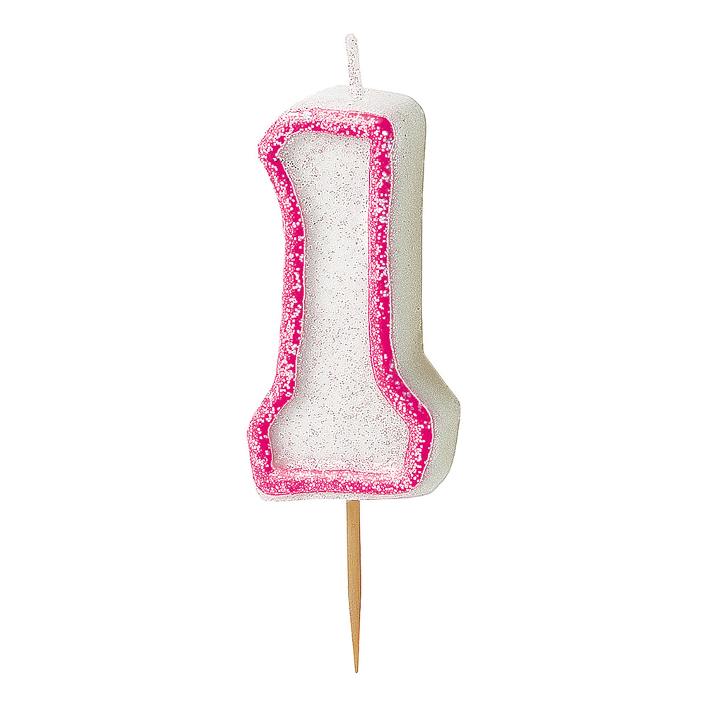 Kagelys Glitter Lyserød - Tallet 1