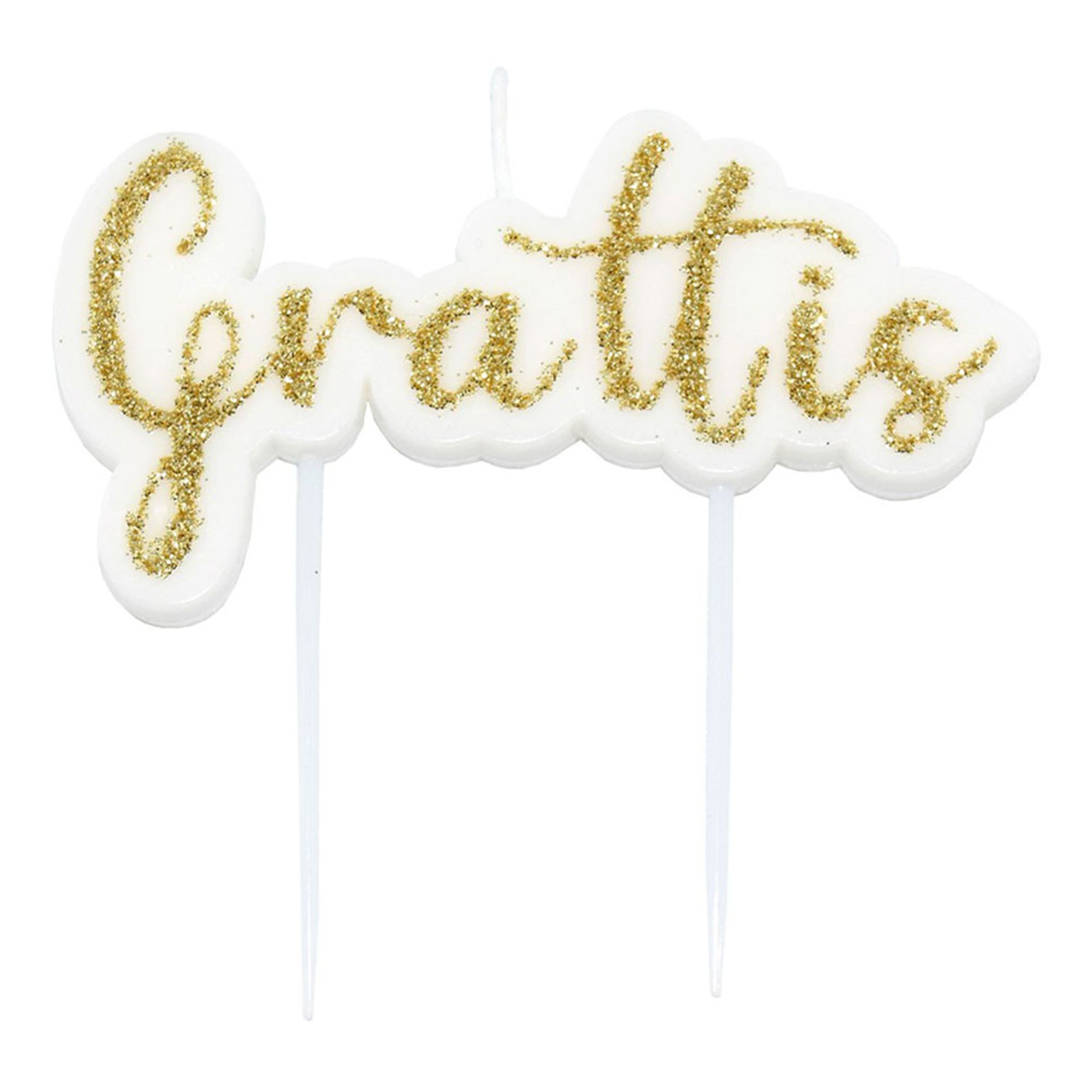 Tårtljus Grattis Guld Glitter | Hem - Festartiklar - Festdekoration - Tårtdekorationer | Pryloteket