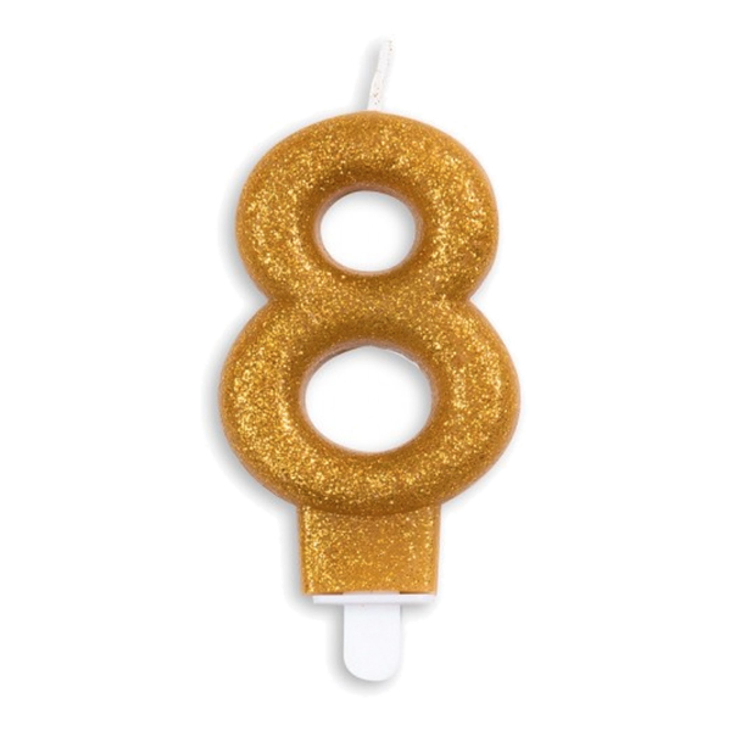 Kagelys Tal Glitter Guld - Tal 8