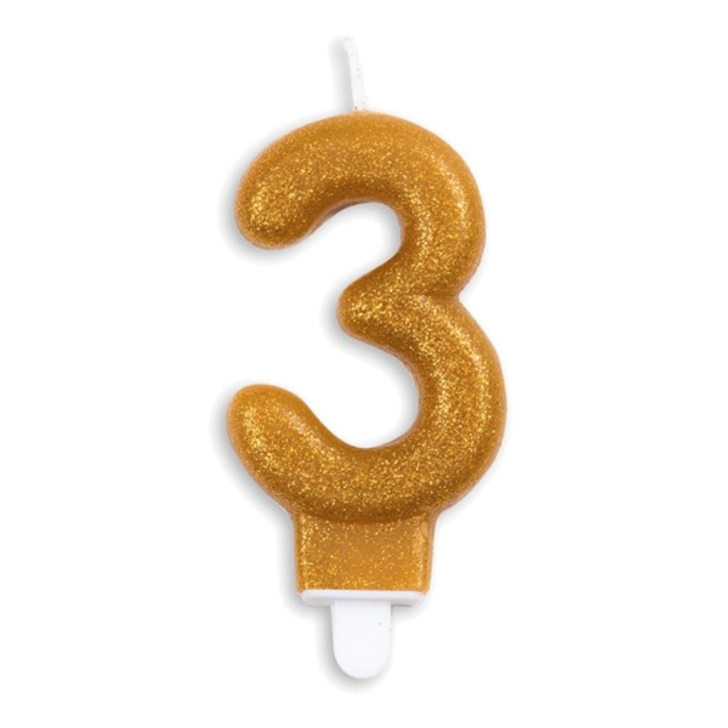 Kagelys Tal Glitter Guld - Tal 3