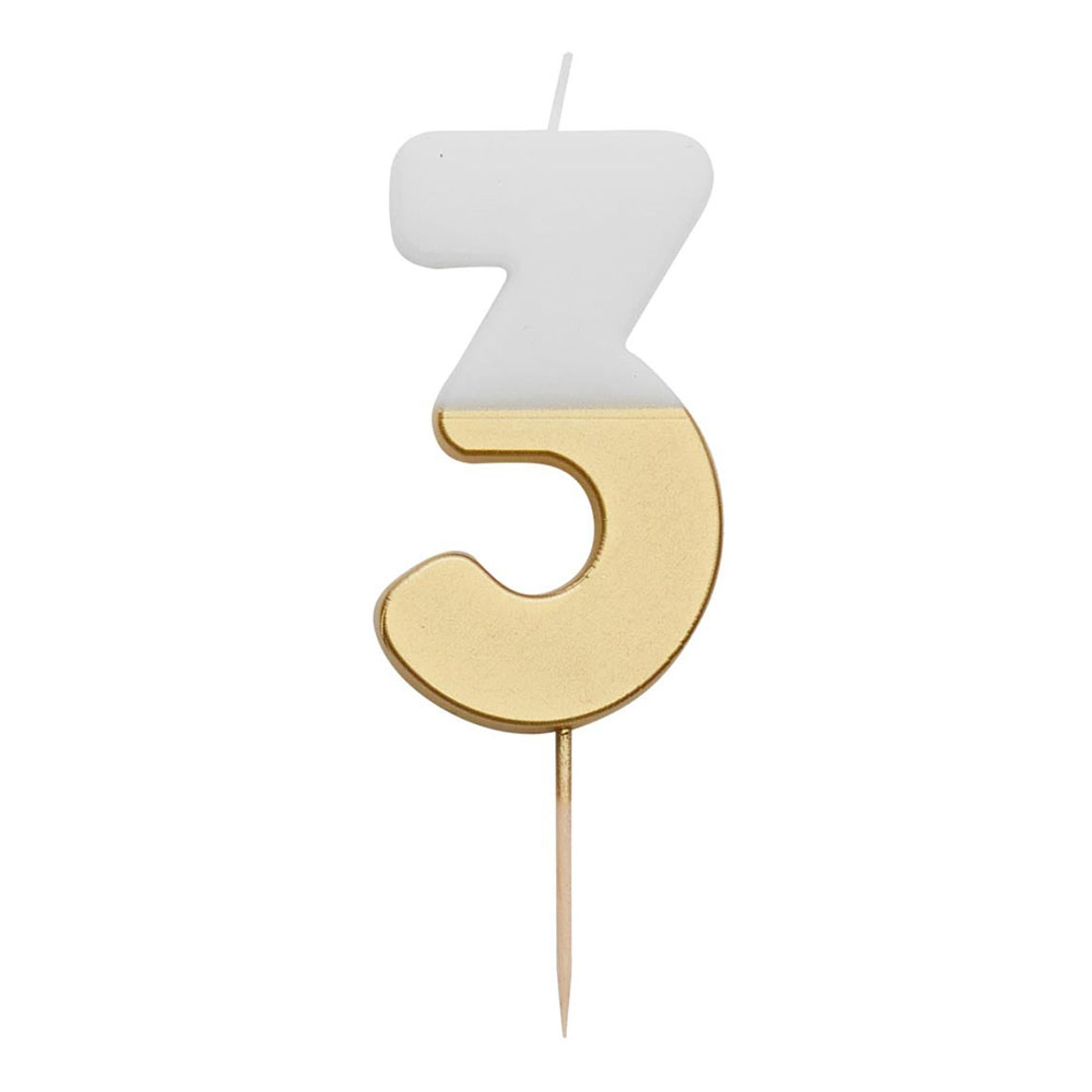 Kagelys Tal Guld/Hvid - Tal 3