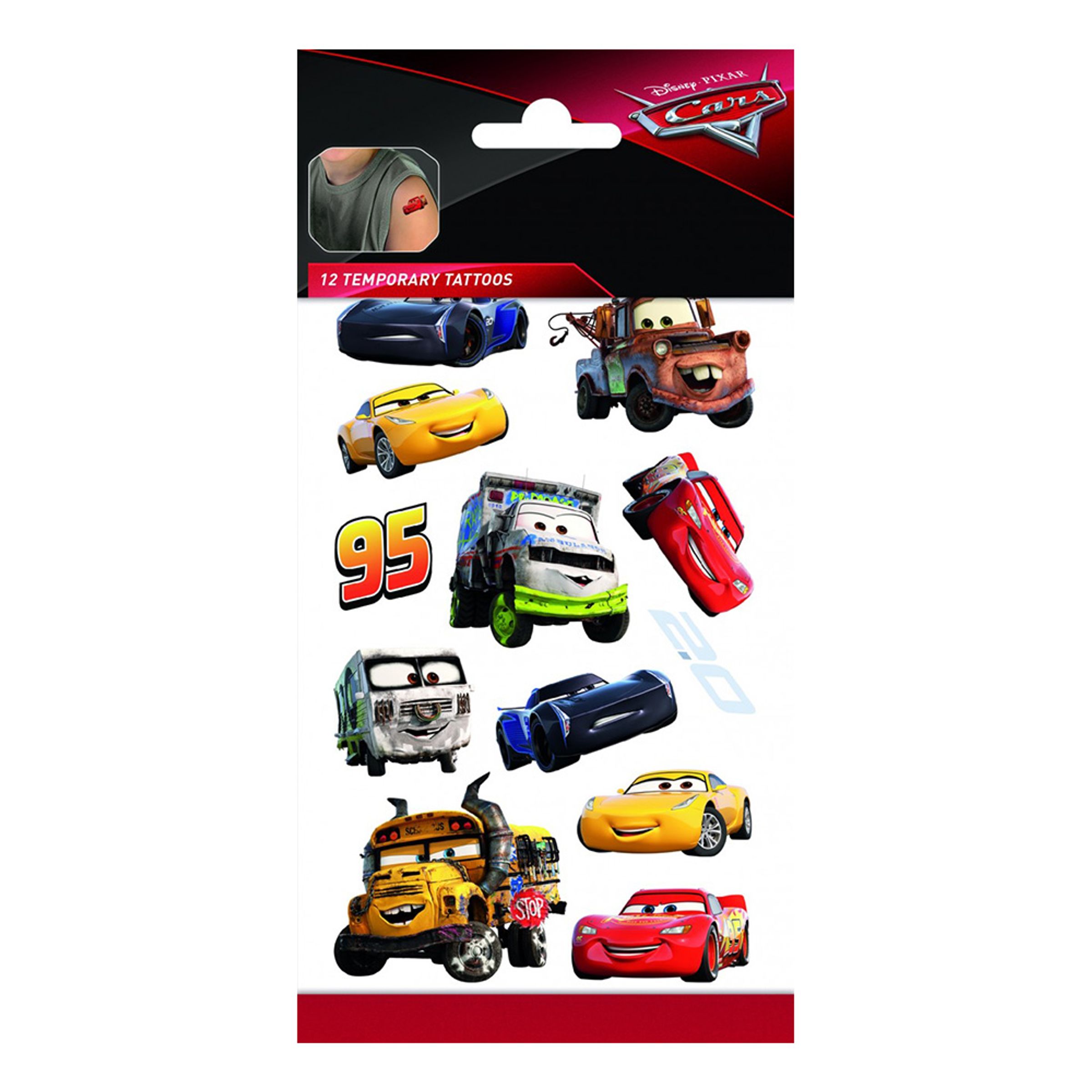 Tatueringar Cars / Bilar - 12st på 1 ark