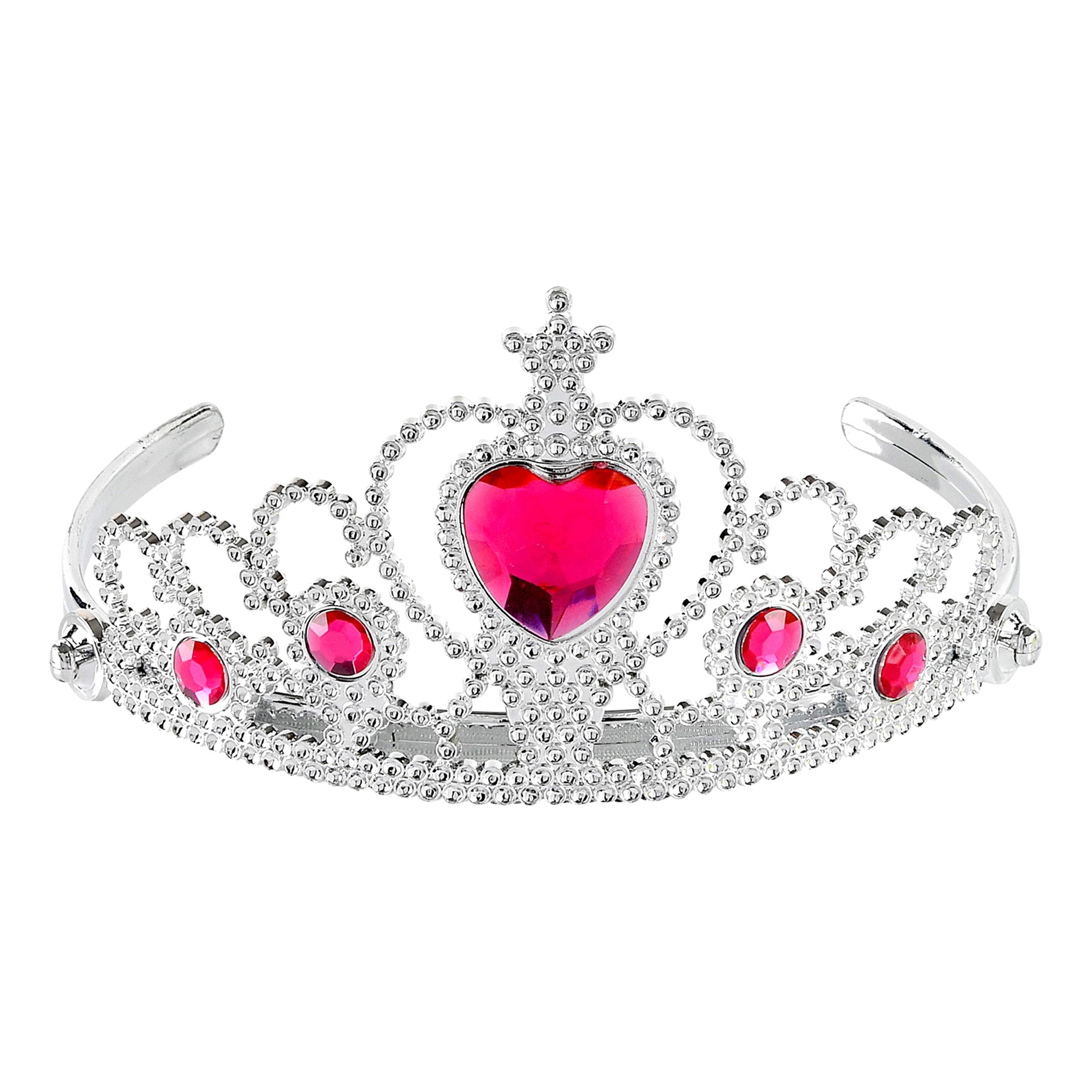 Tiara Silver med Rosa Stenar - One size | Hem - Maskerad - Tillbehör - Maskeradaccessoarer | Maskeradspecialisten