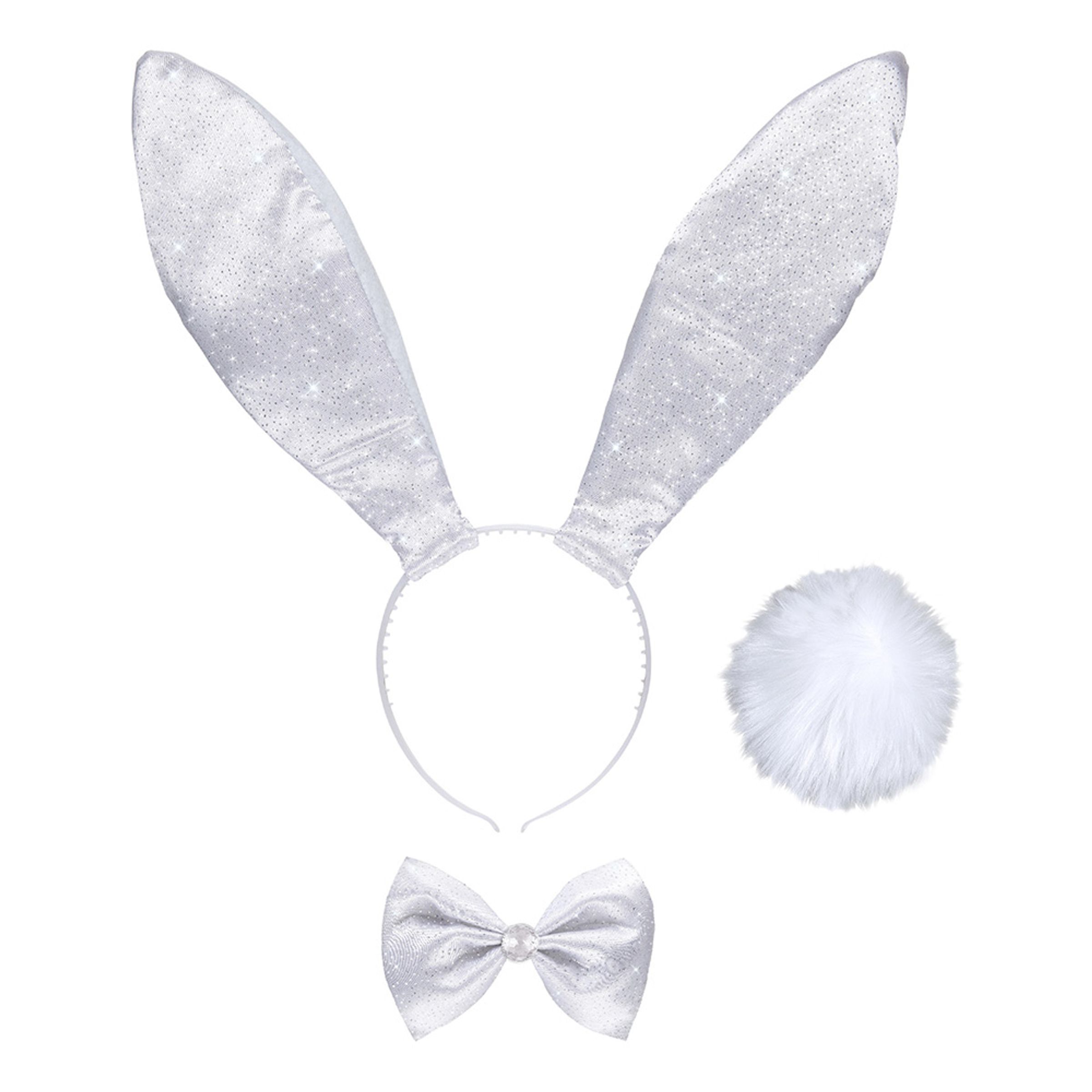 Glitterbunny Vit Tillbehörskit - One size | Hem - Maskerad - Tillbehör - Tillbehörskit | Maskeradspecialisten