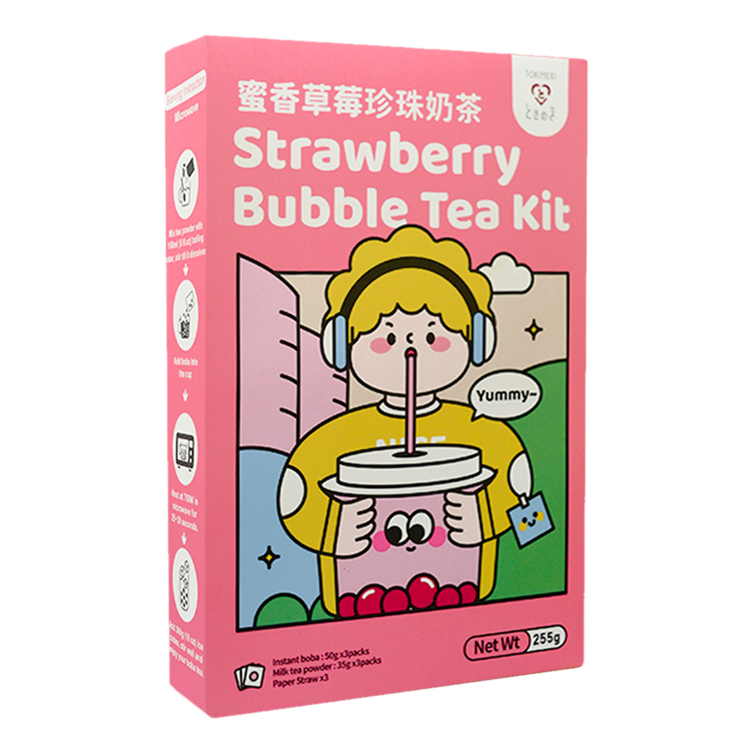 Tokimeki Bubble Tea Kit Strawberry - 3 x 255 g