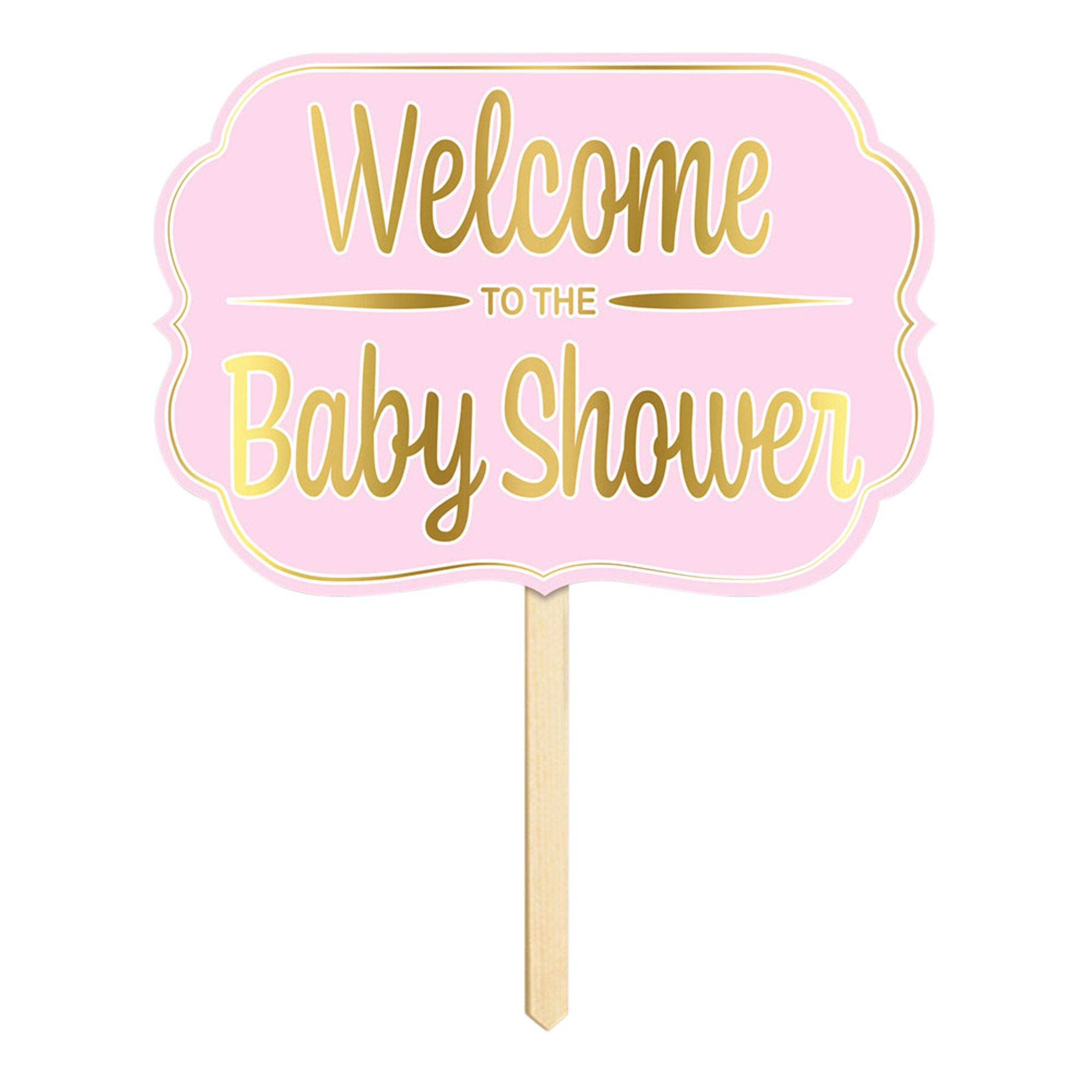 Haveskilt Welcome To The Babyshower Lyserød