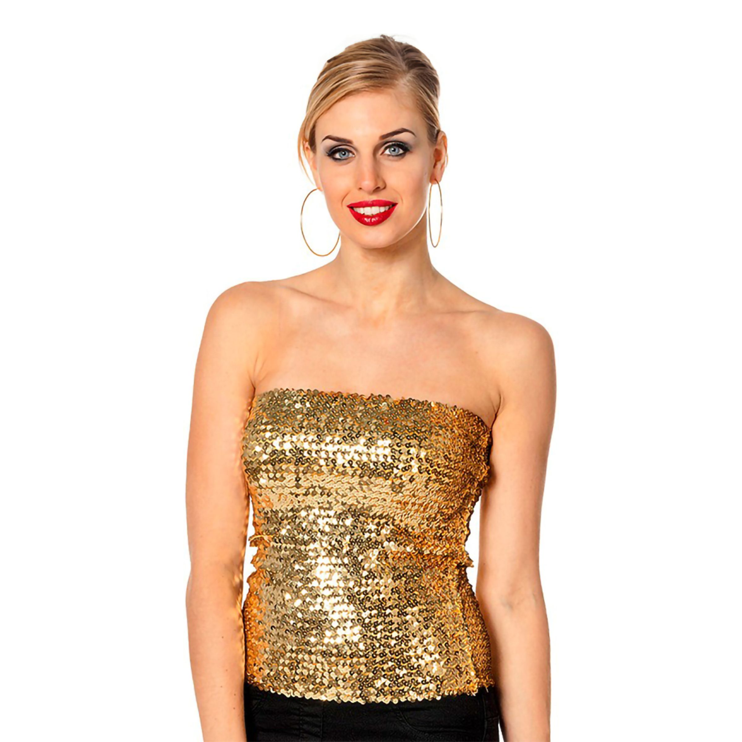 Tubtopp / Kjol Paljett Guld - Small | Hem - Maskerad - Tillbehör - Kjolar | Pryloteket