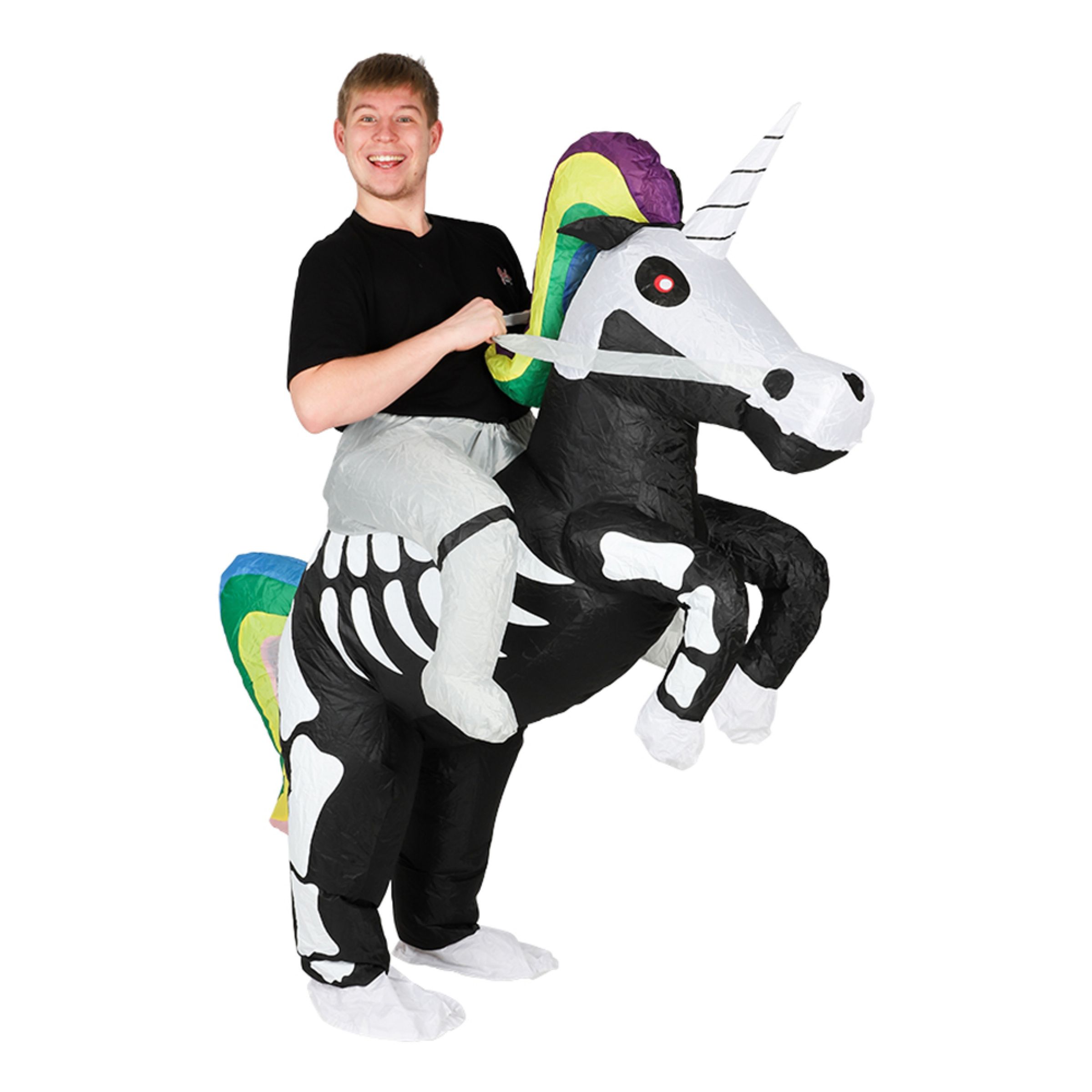 Oppblåsbar Ridende Unicorn Skjelett Kostyme - One size