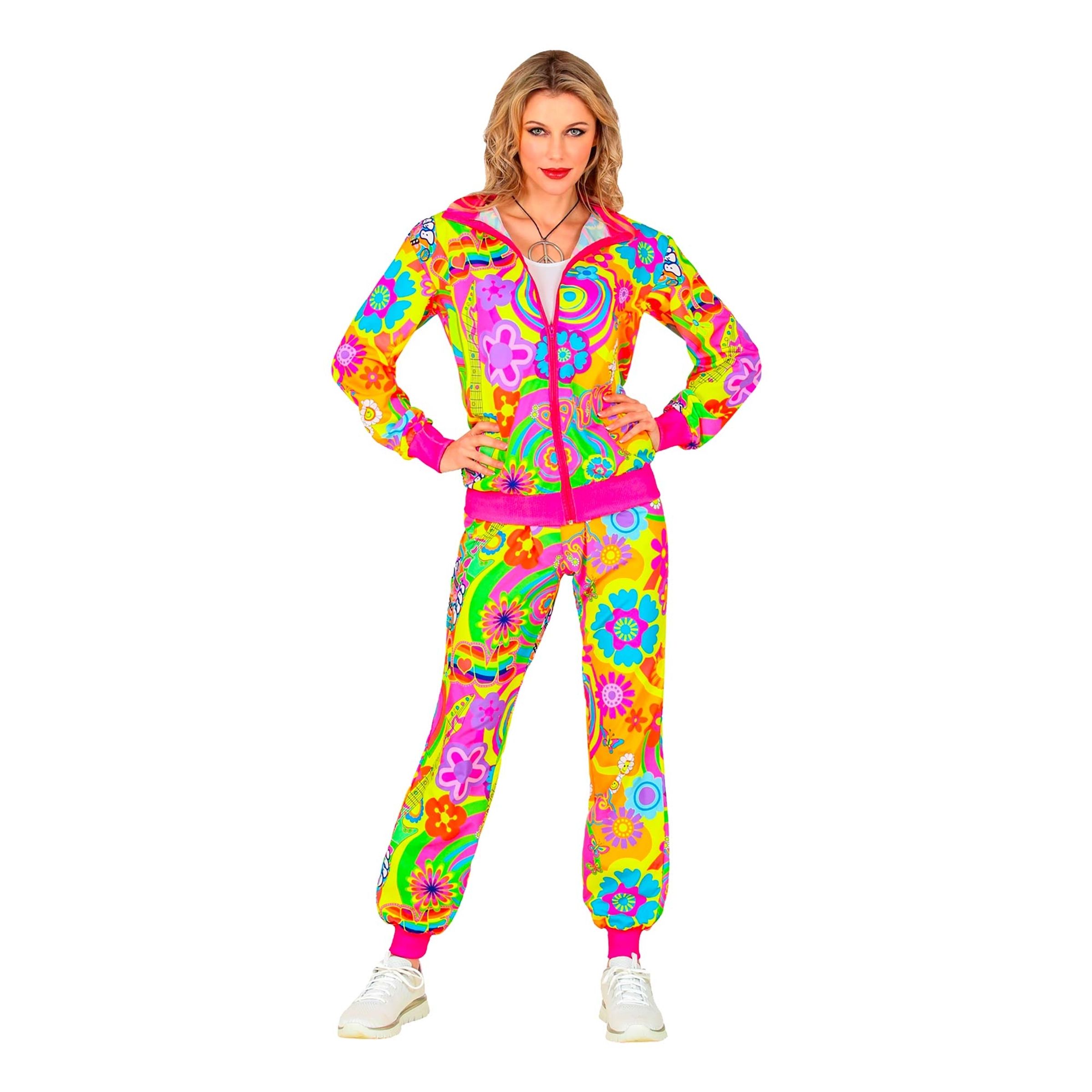 UV Neon Hippie Träningsoverall Maskeraddräkt - Large | Hem - Maskerad - Maskeraddräkter - Damdräkter | Maskeradspecialisten