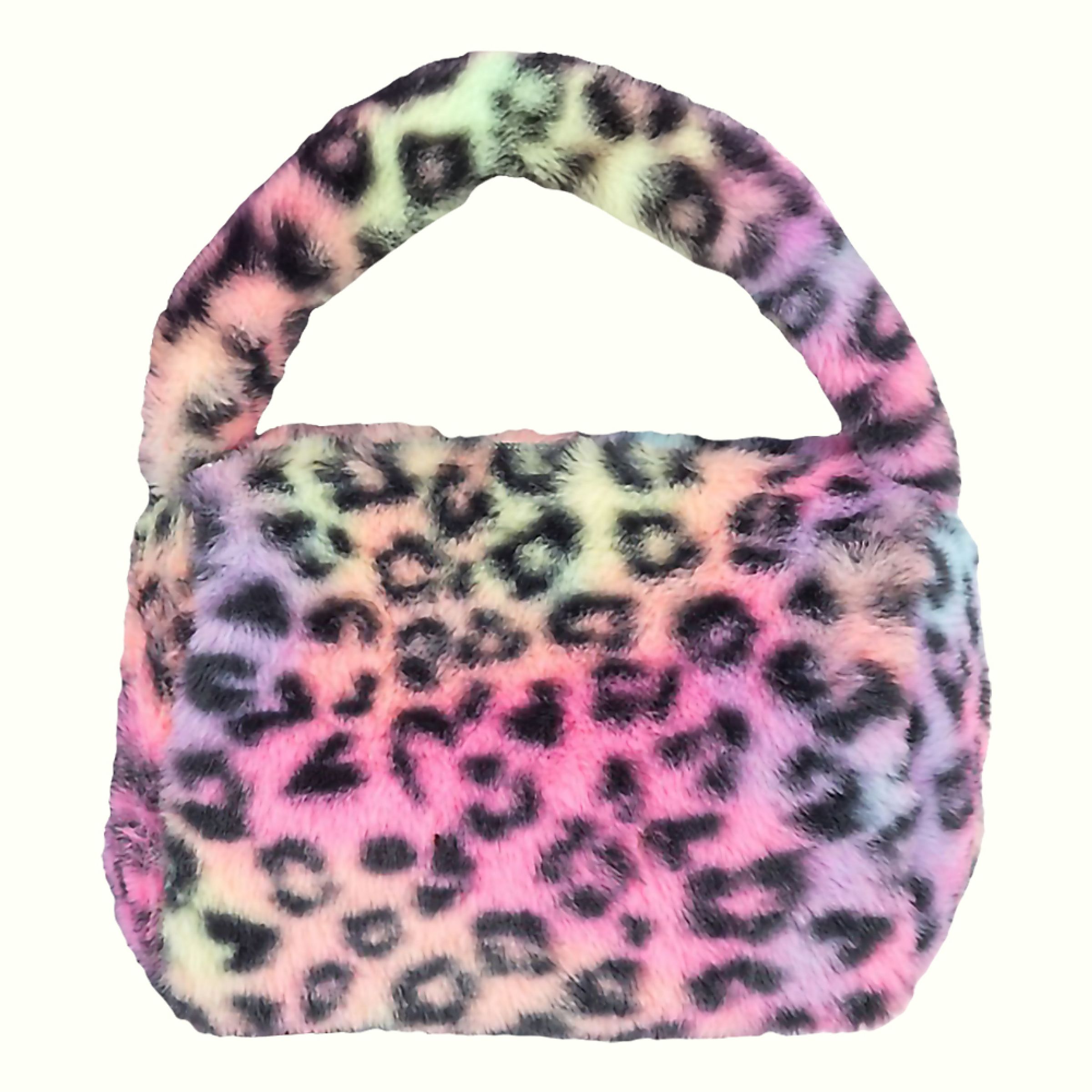 Taske i kunstpels Leopard Flerfarvet