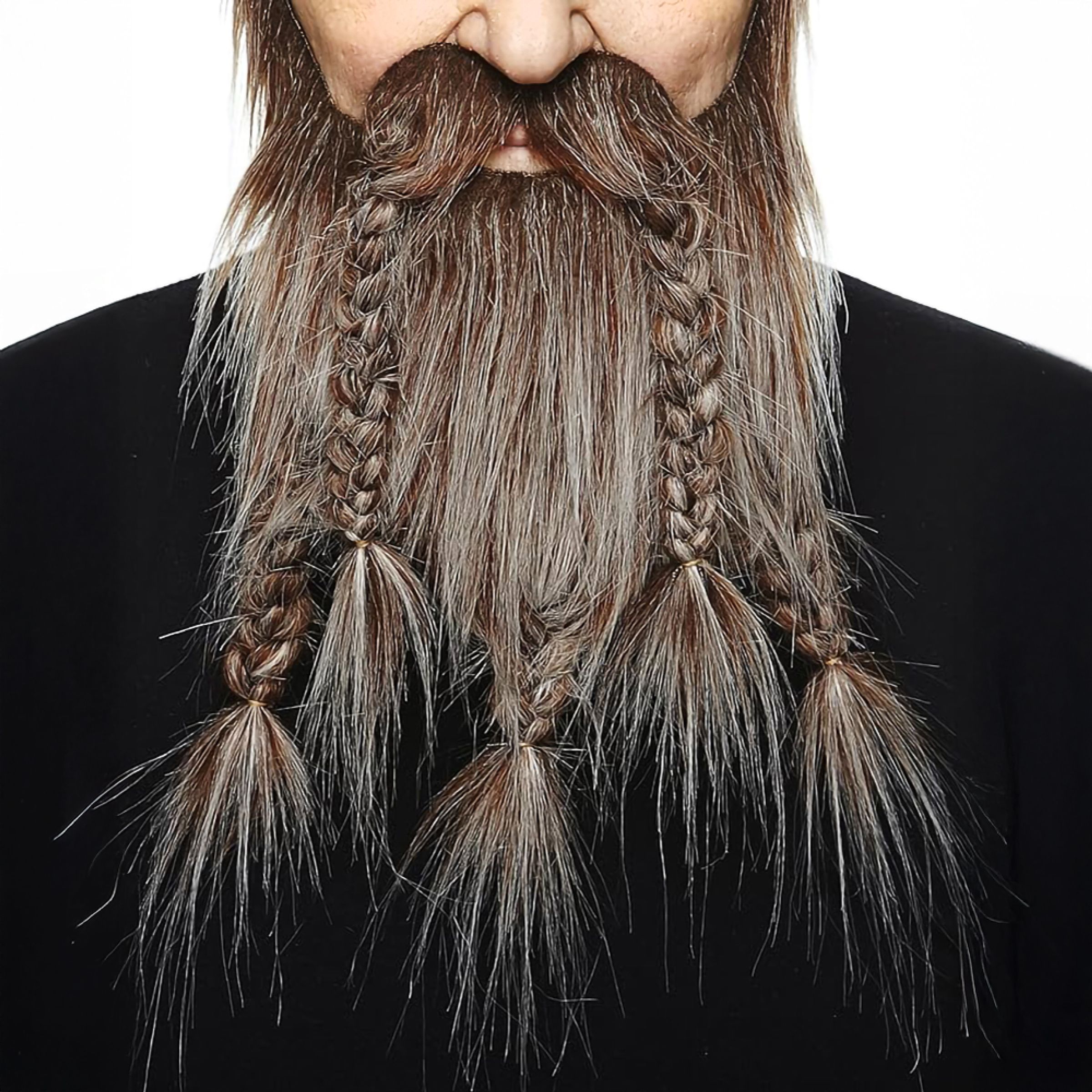 Viking Moustache med Skæg Brun/Grå