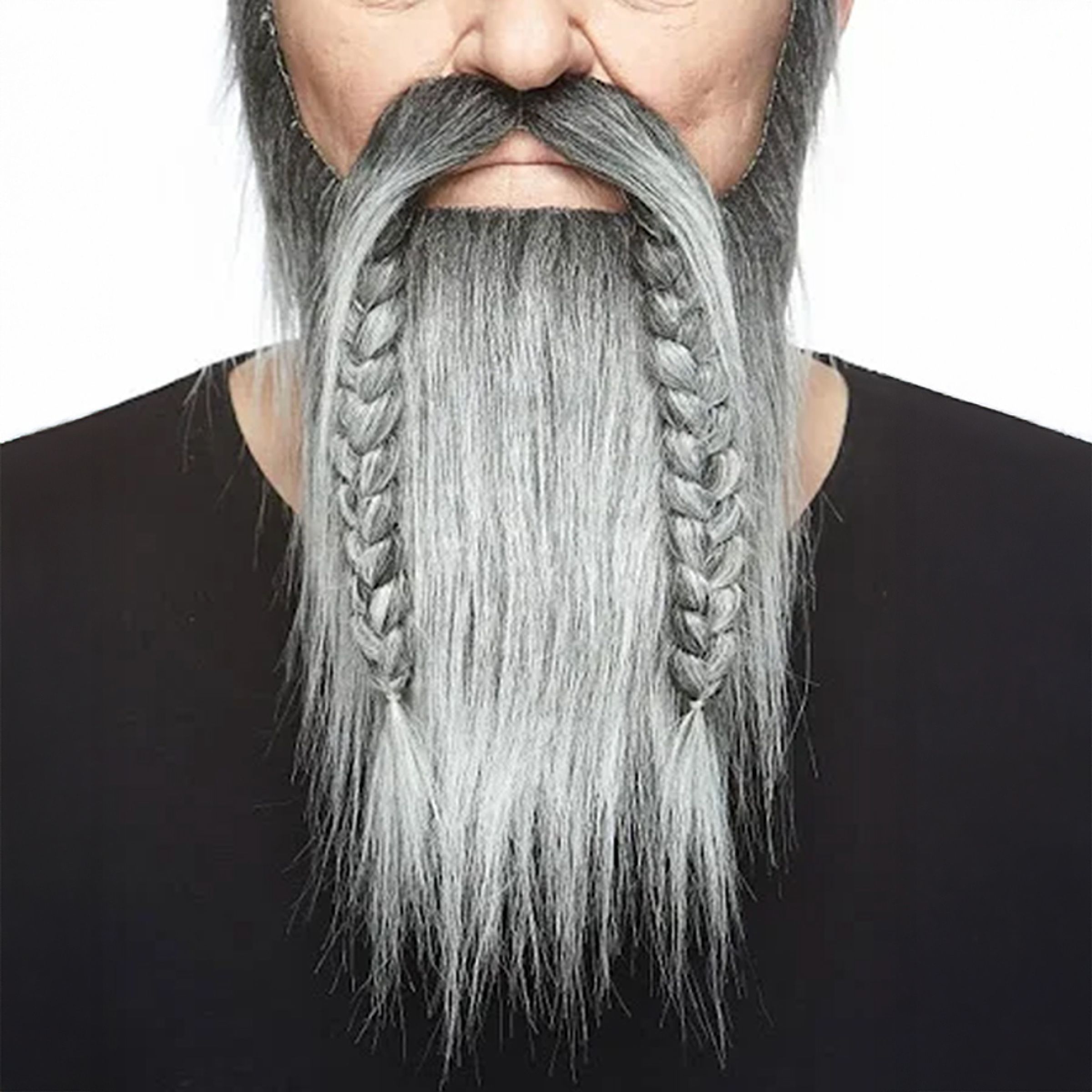 Viking moustache med skæg sort/hvid